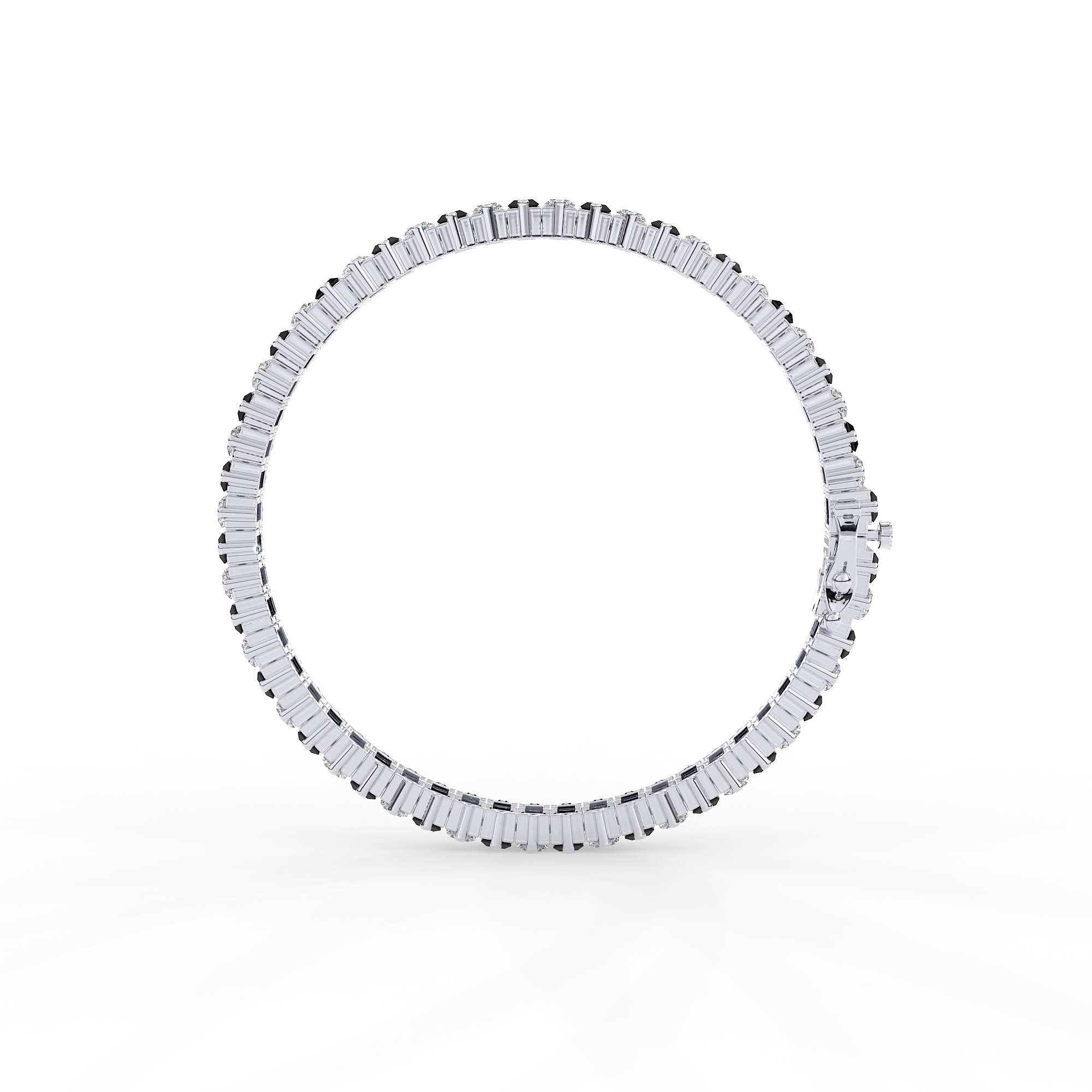 18KT Gold plated tennis bracelet features baguette cut stones