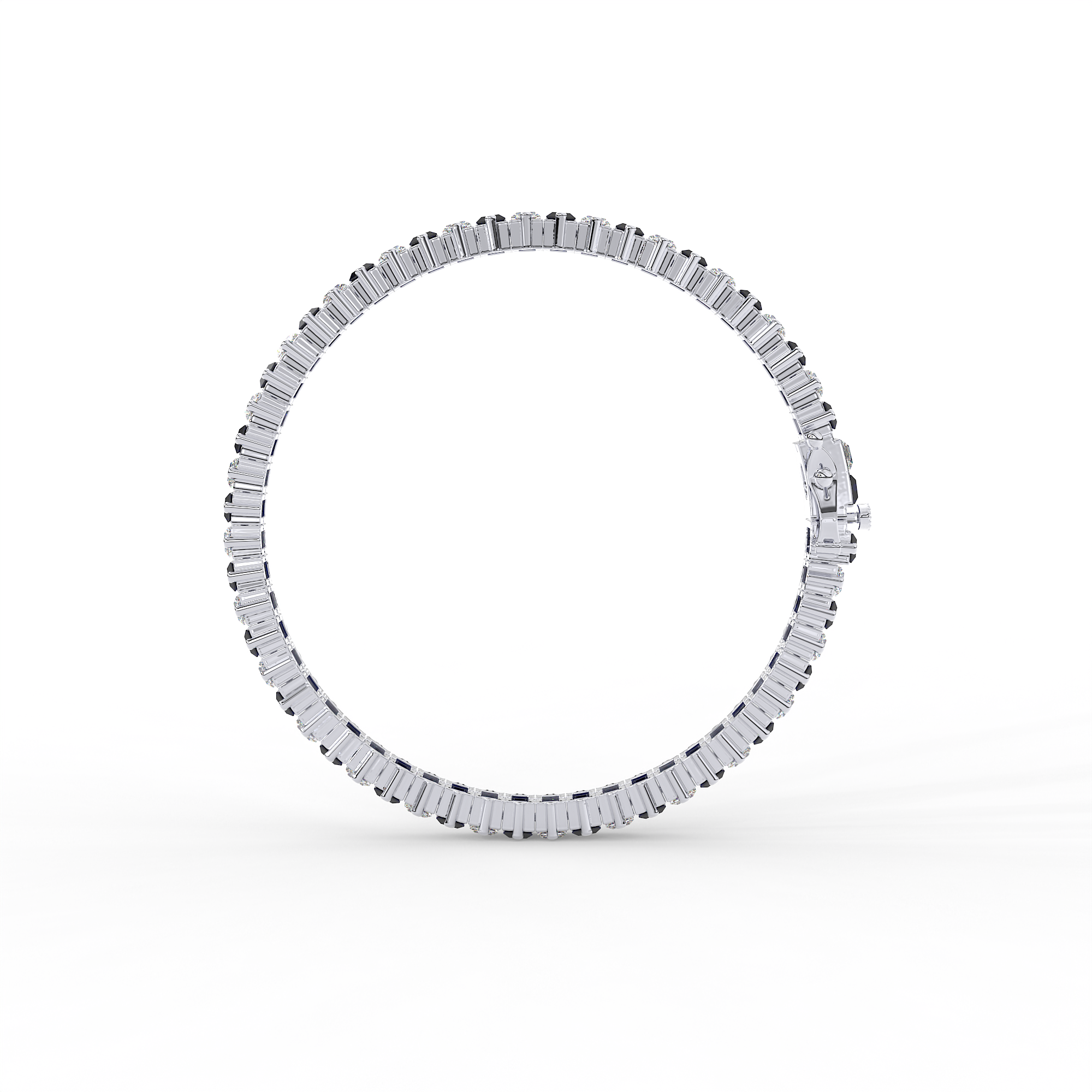 18KT Gold plated tennis bracelet features baguette cut stones