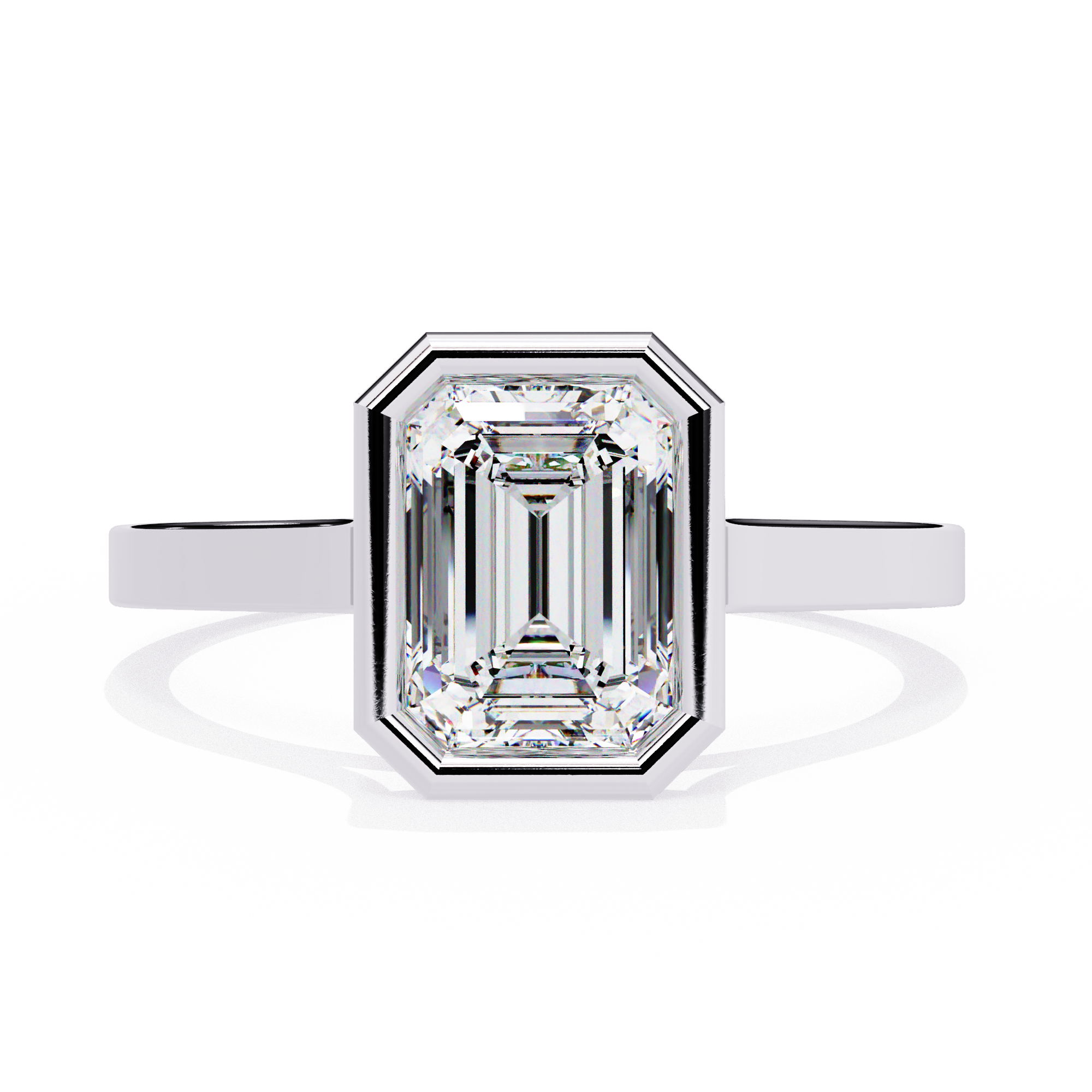 18KT Gold Plated 1 Carat Emerald-Cut Bezel Solitaire Ring