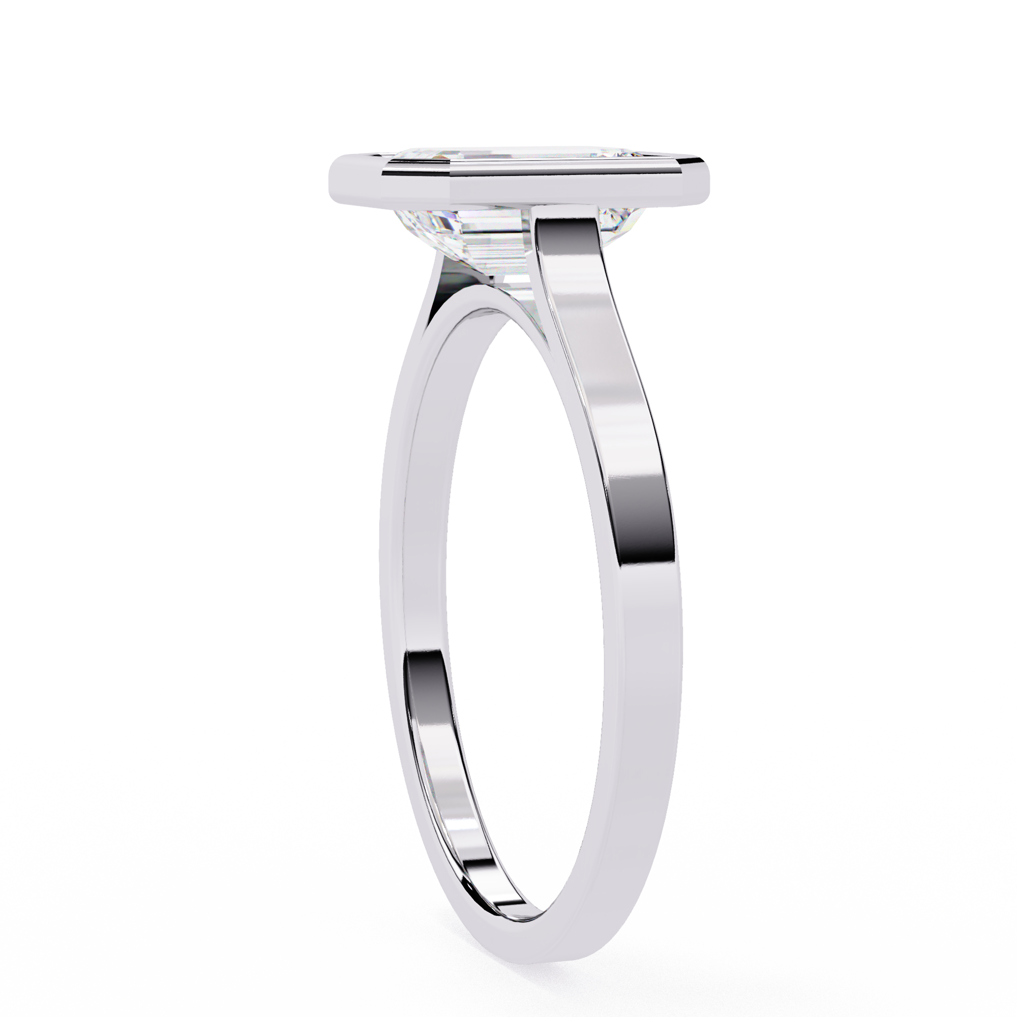 18KT Gold Plated 1 Carat Emerald-Cut Bezel Solitaire Ring