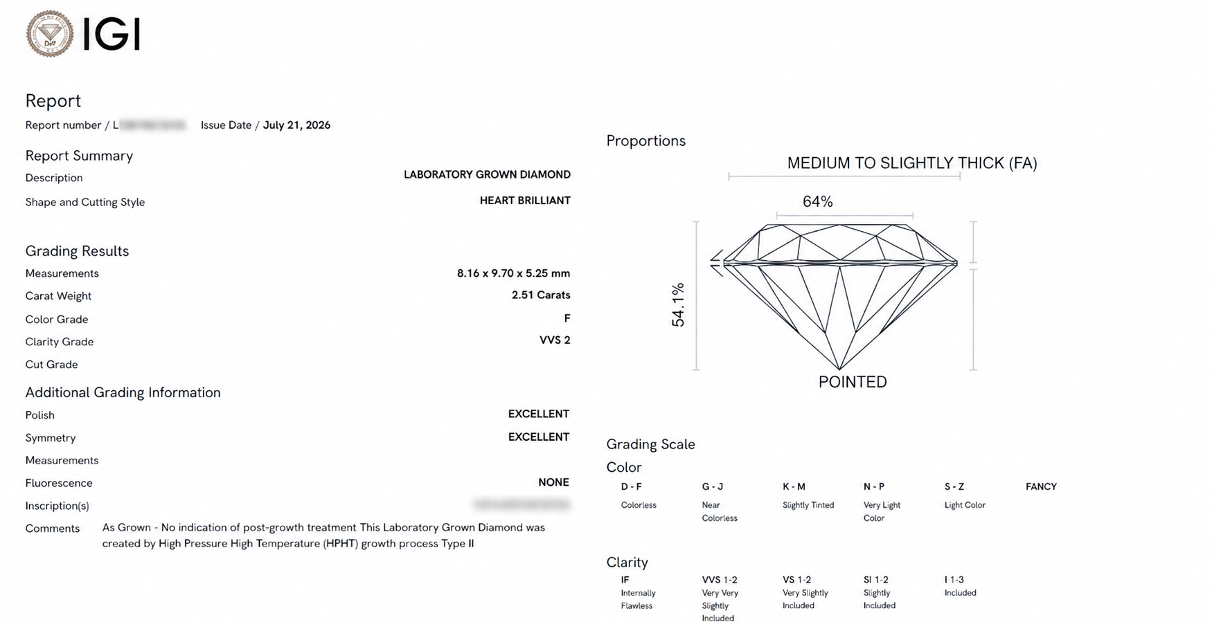 Heart Cut IGI Certified Labgrown Diamond F VVS1