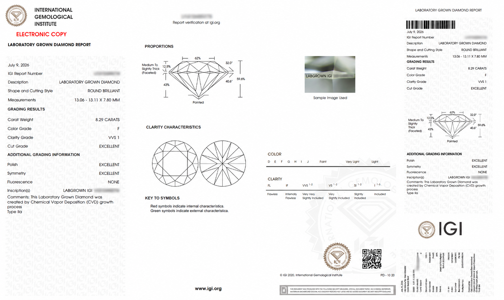 Round Cut Certified Labgrown Diamond F VVS1