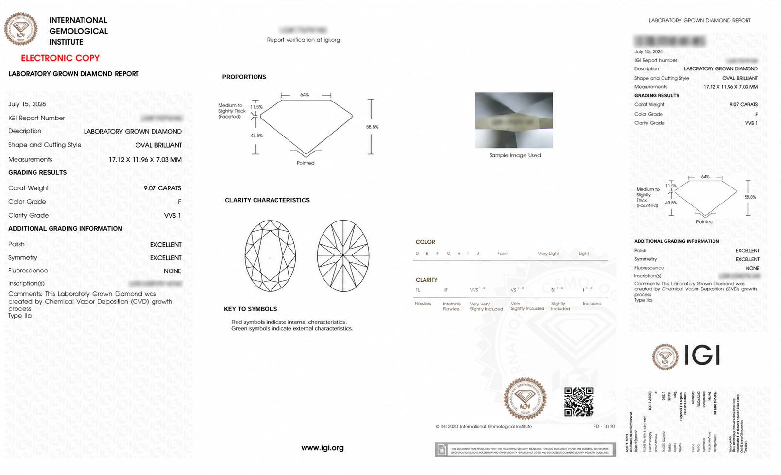 Oval Cut Certified Labgrown Diamond F VVS1