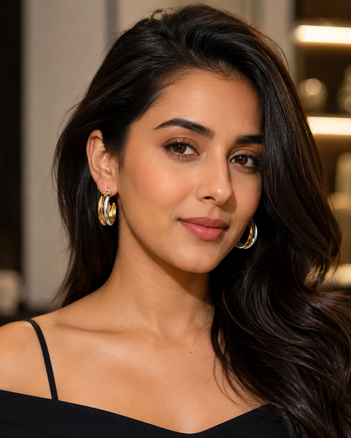 18KT Gold Plated Trinity Luxe Hoop Earrings in 925 Sterling Silver