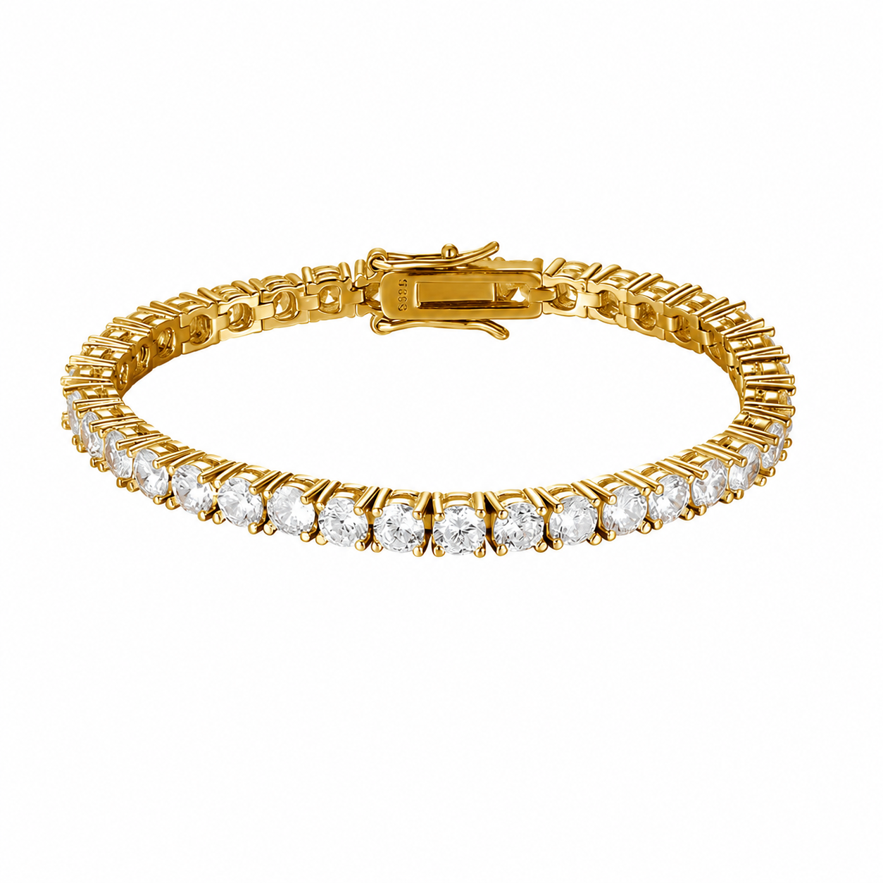 18K Gold vermial Plated Siloro Classic 3mm Moissanite Everyday Tennis Bracelet