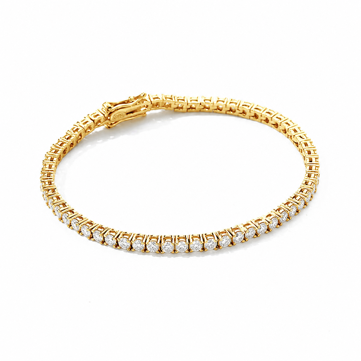 18K Gold vermial Plated Siloro Classic 2.5mm Moissanite Everyday Tennis Bracelet