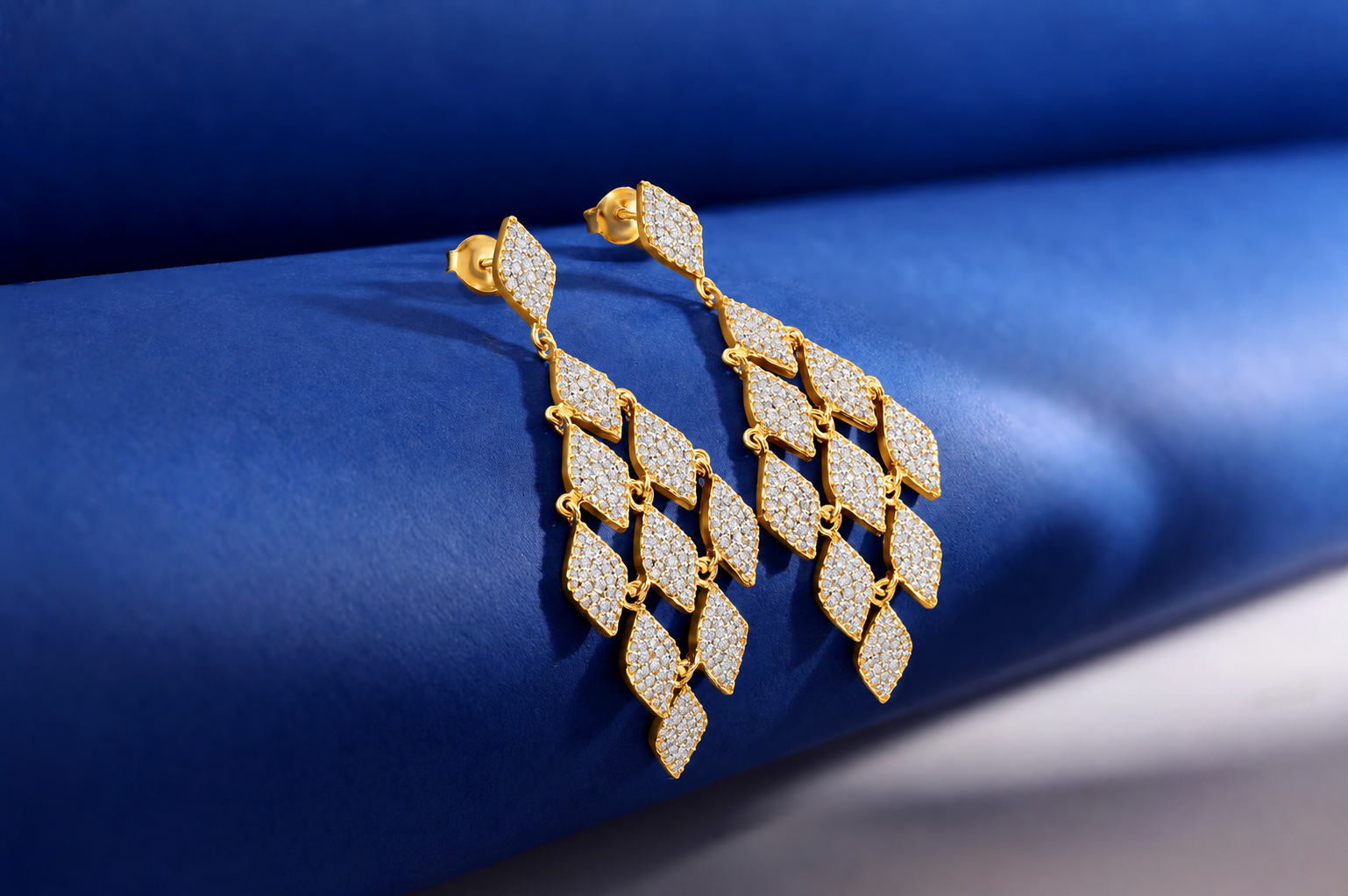 14KT Gold Plated Moonlight Leaf Drops earrings