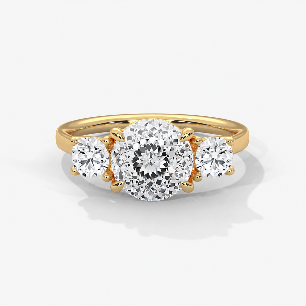 2.5ct portuguese cut moissanite Round Solitaire Trilogy Ring
