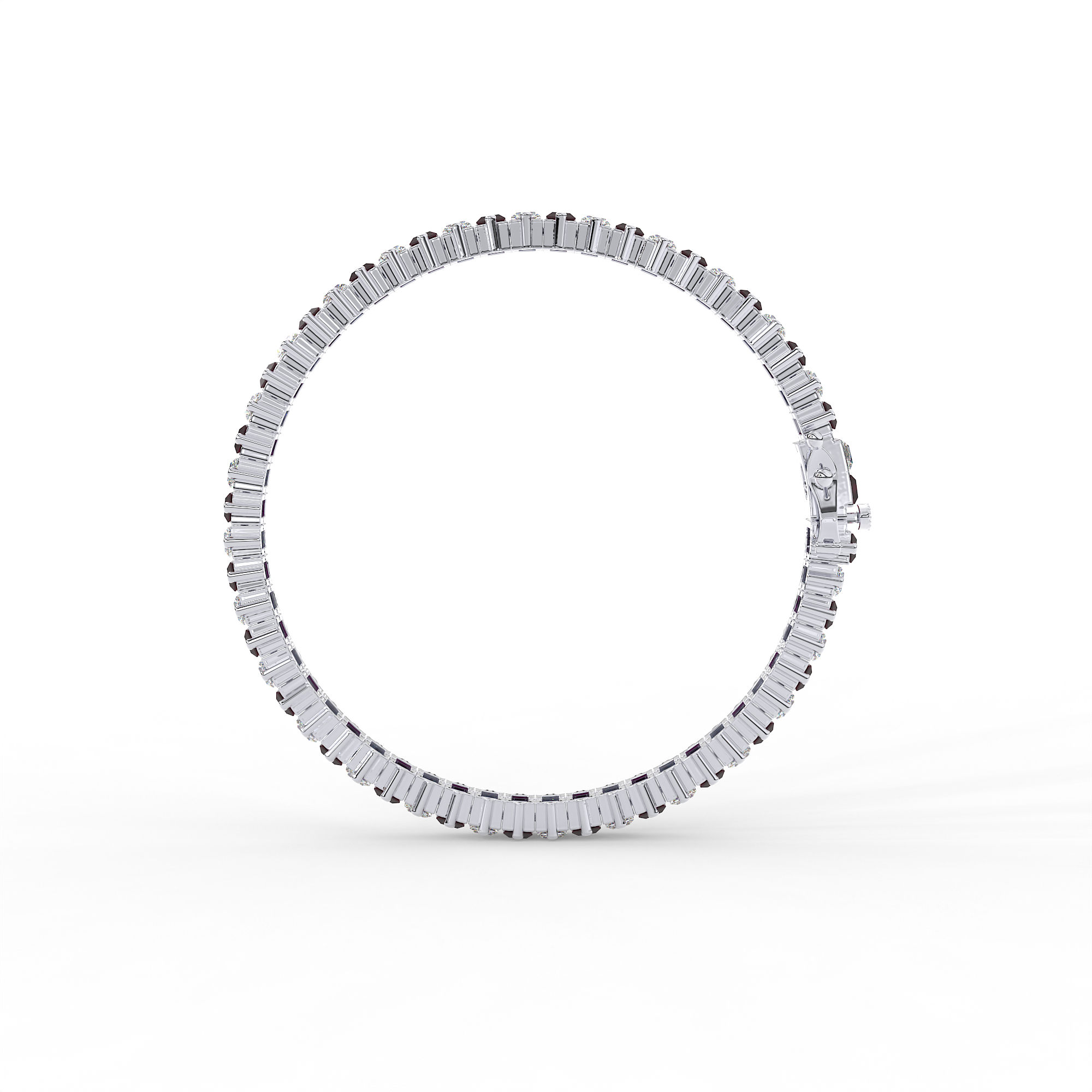 14KT Gold plated tennis bracelet features baguette cut stones