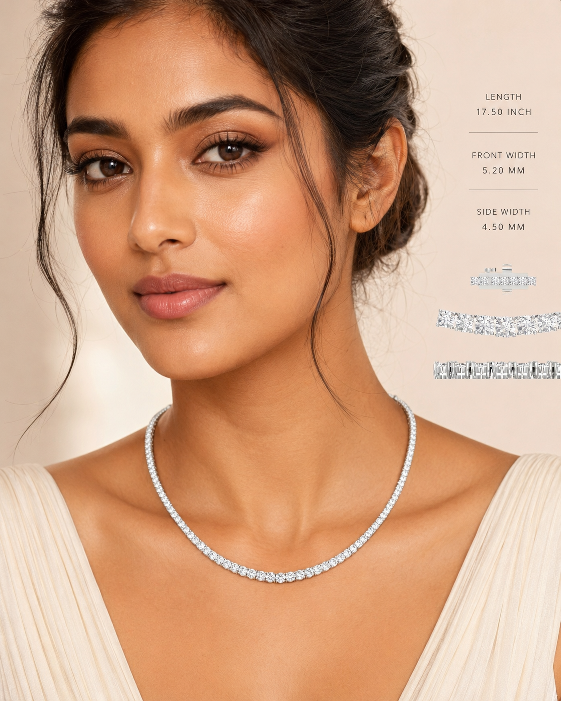 18KT yellow gold Plated tennis necklace featuring a continuous row of round-cut diamonds