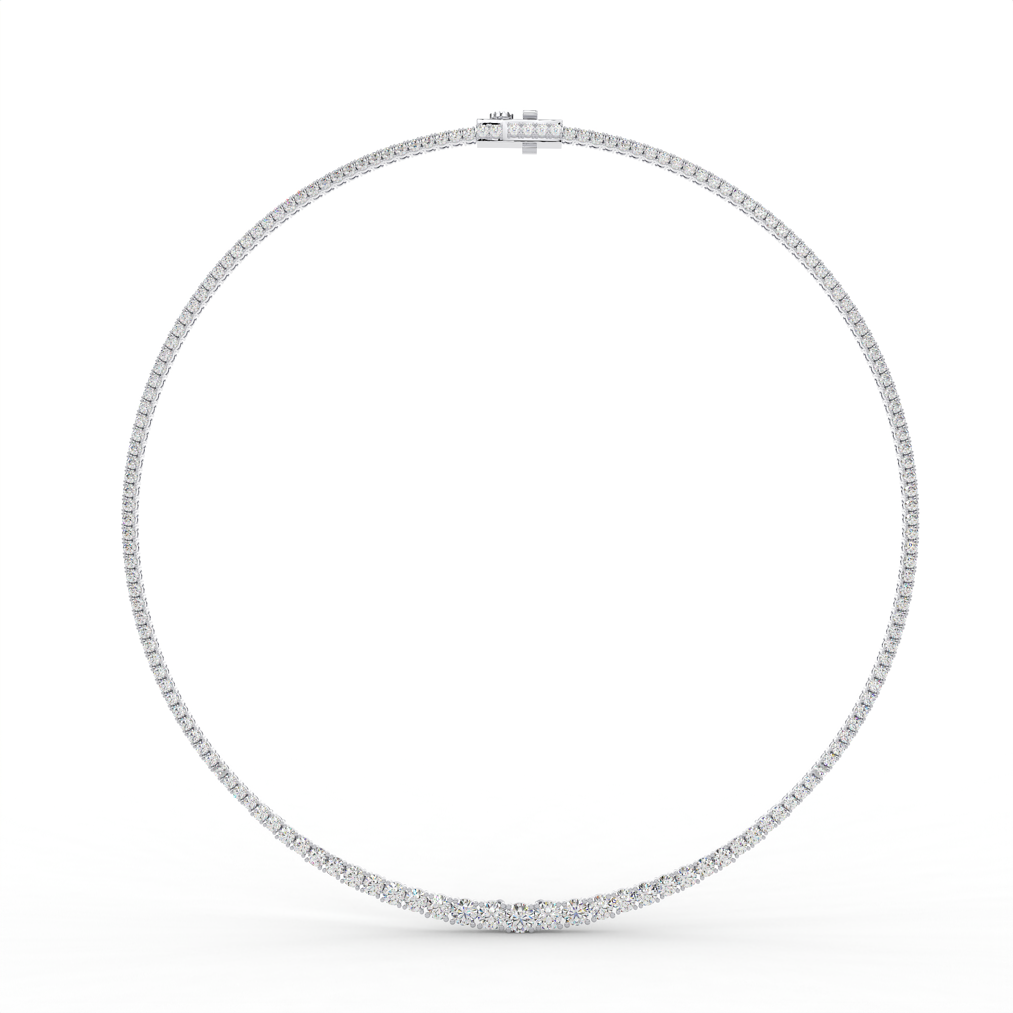 18KT yellow gold Plated tennis necklace featuring a continuous row of round-cut diamonds