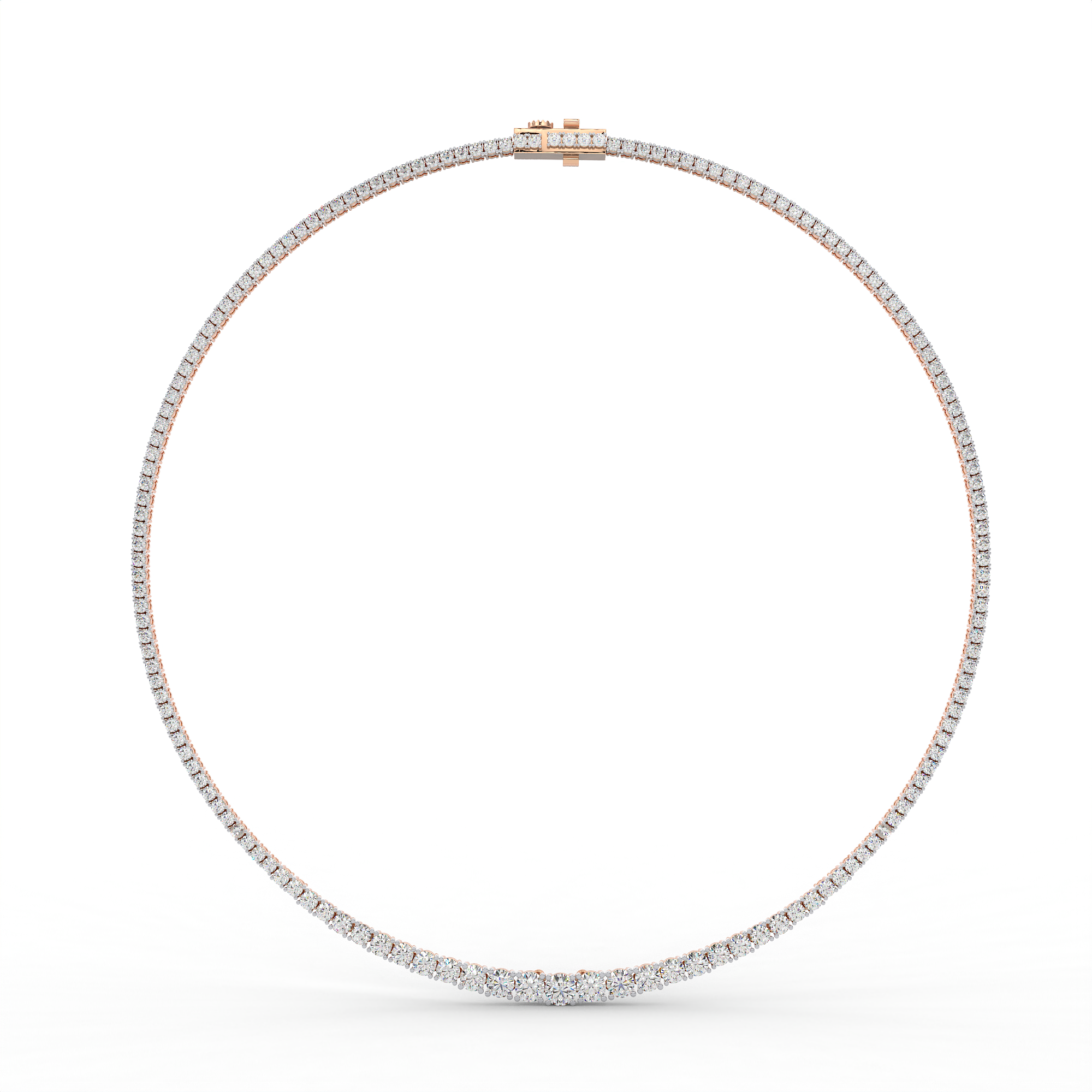 18KT yellow gold Plated tennis necklace featuring a continuous row of round-cut diamonds
