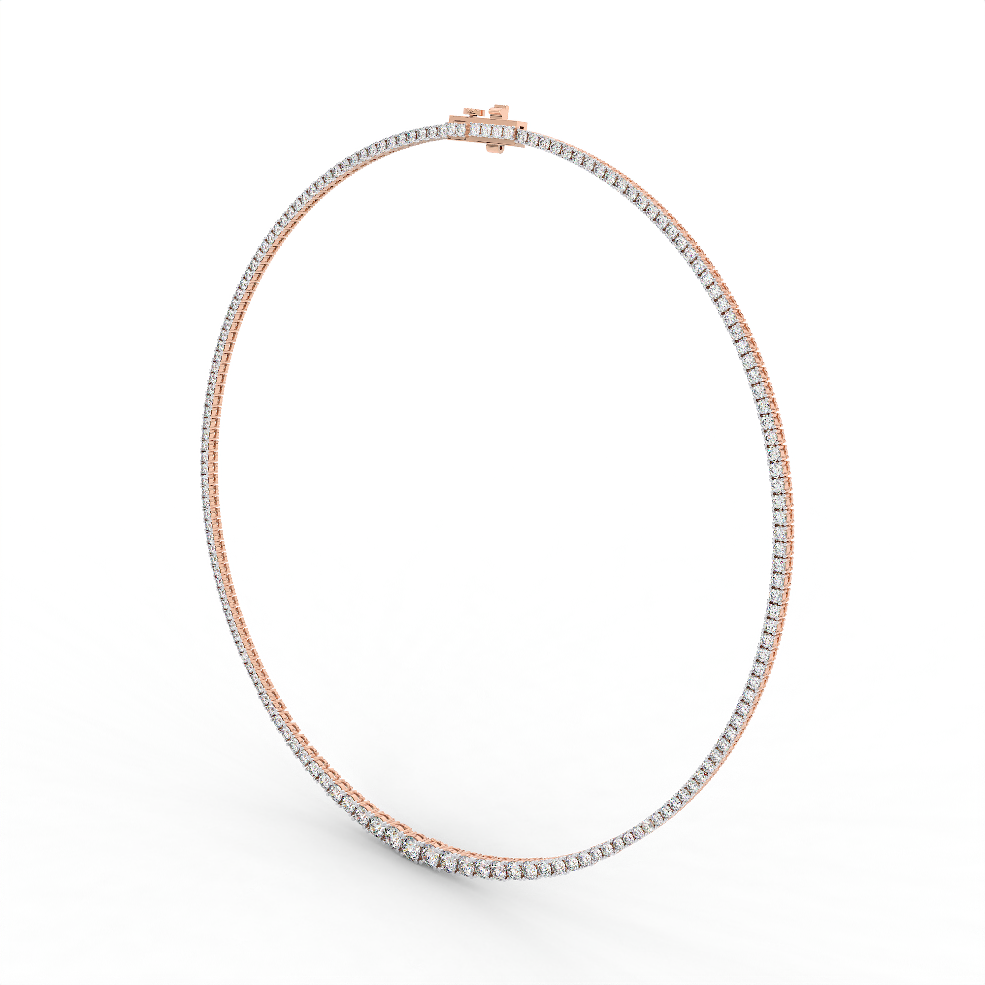 18KT yellow gold Plated tennis necklace featuring a continuous row of round-cut diamonds