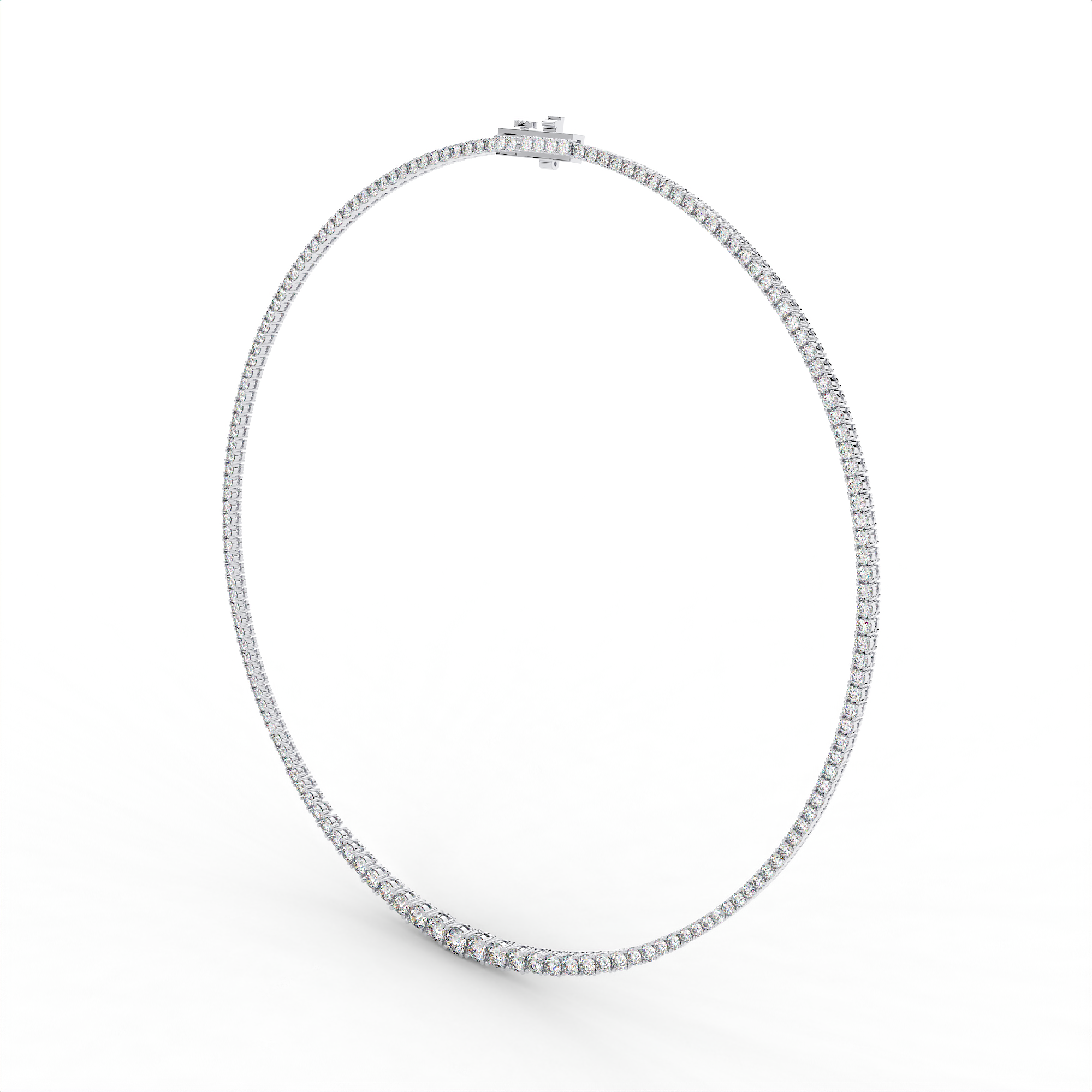 18KT yellow gold Plated tennis necklace featuring a continuous row of round-cut diamonds