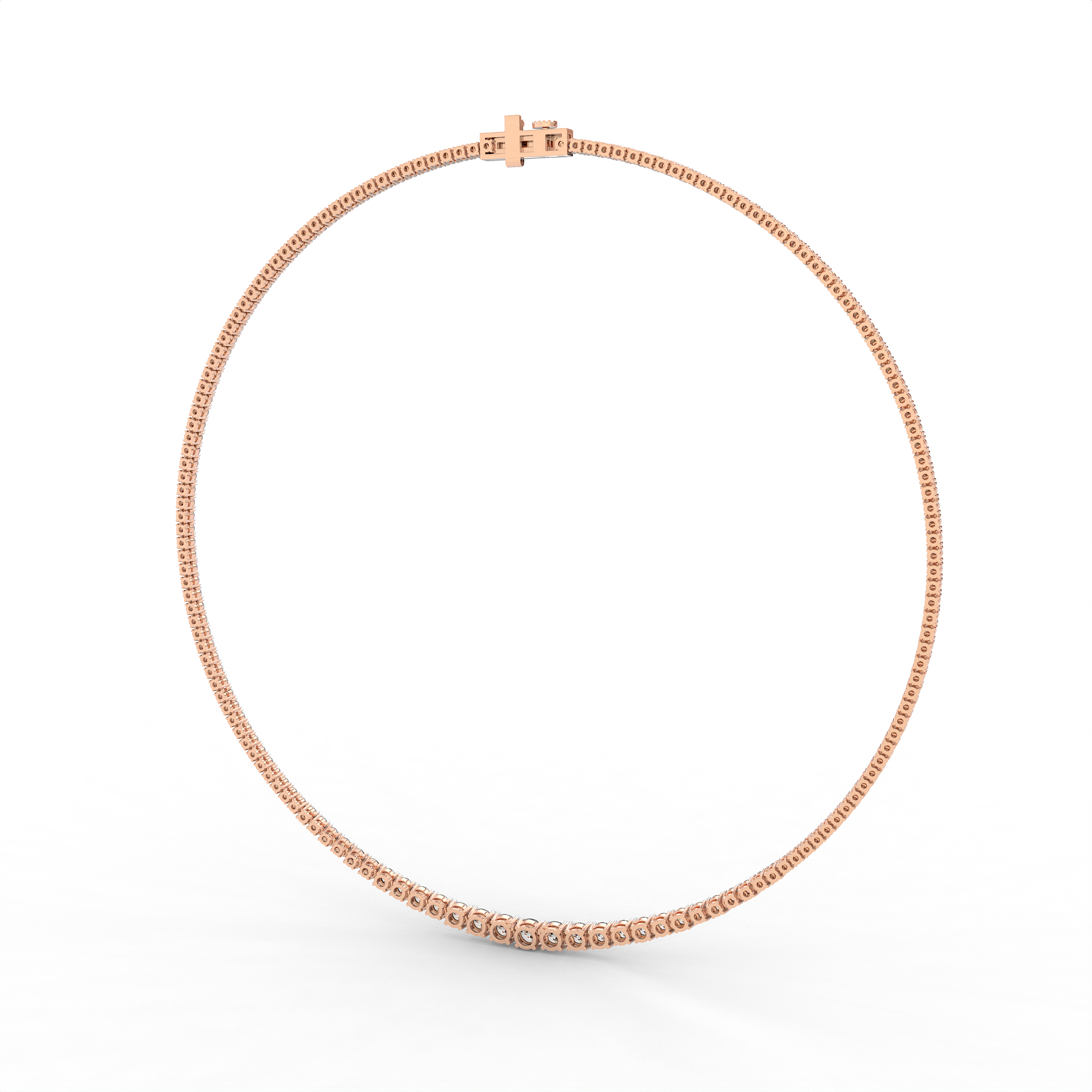 18KT yellow gold Plated tennis necklace featuring a continuous row of round-cut diamonds