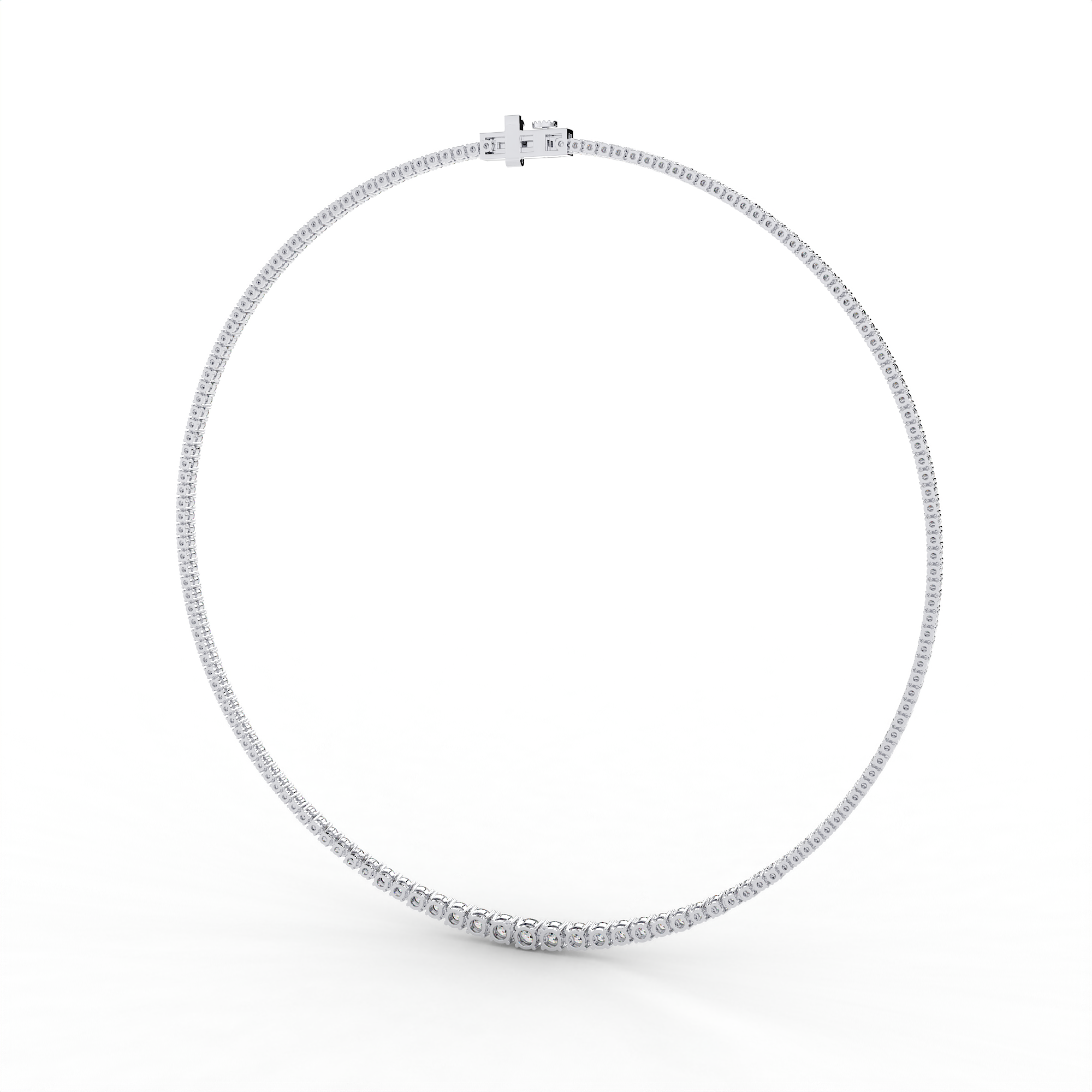 18KT yellow gold Plated tennis necklace featuring a continuous row of round-cut diamonds