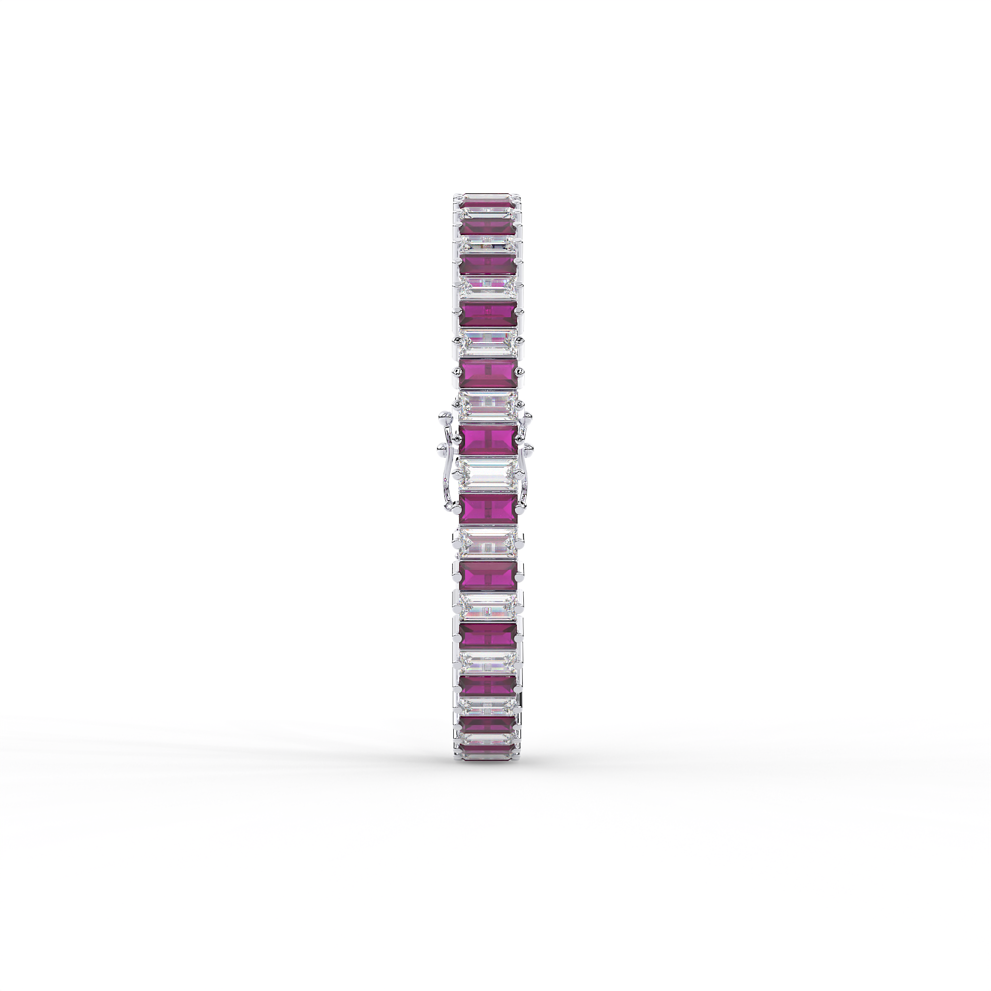 14KT Gold plated tennis bracelet features baguette cut stones