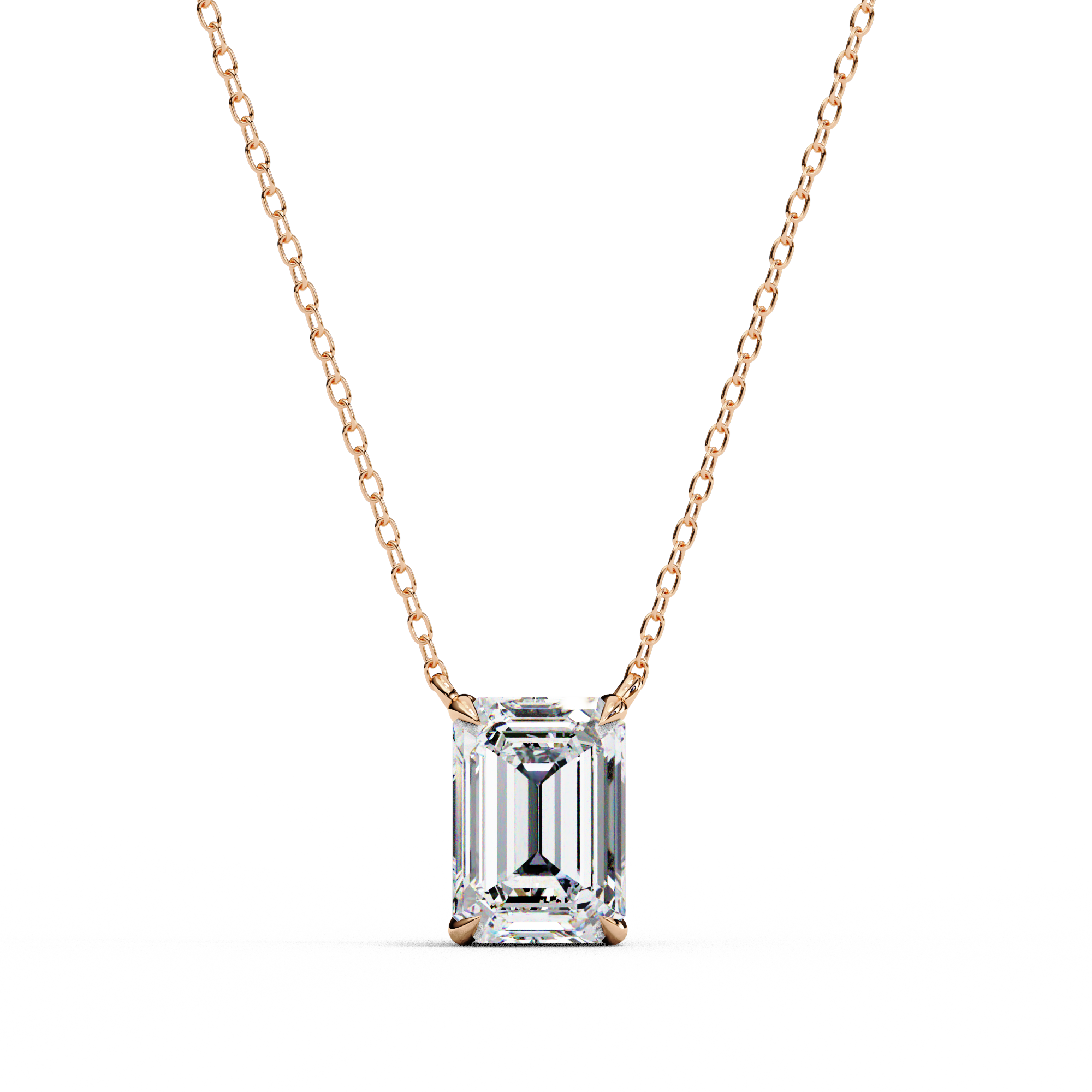 18k Gold plated Emerald Cut Diamond Pendent with chain