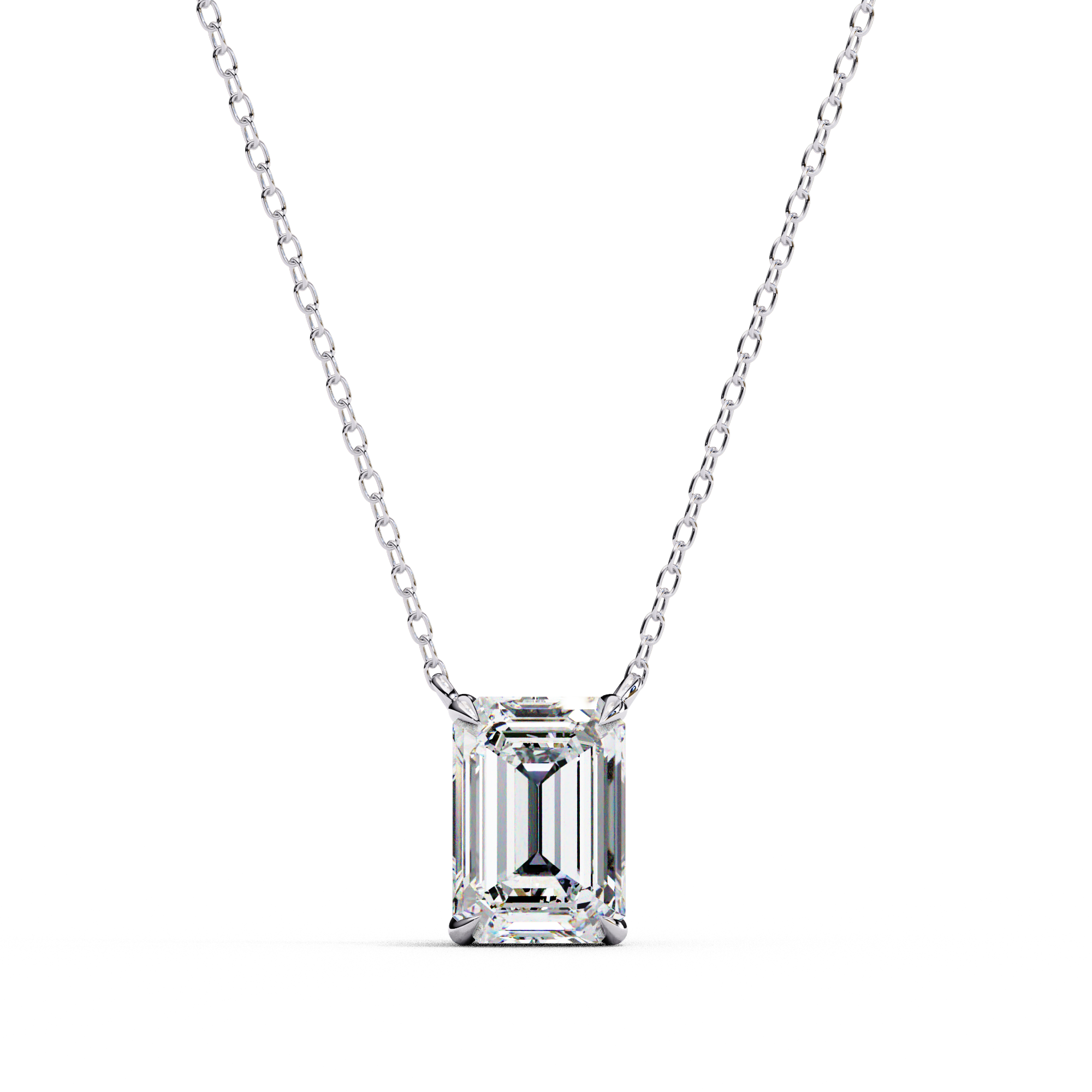 18k Gold plated Emerald Cut Diamond Pendent with chain