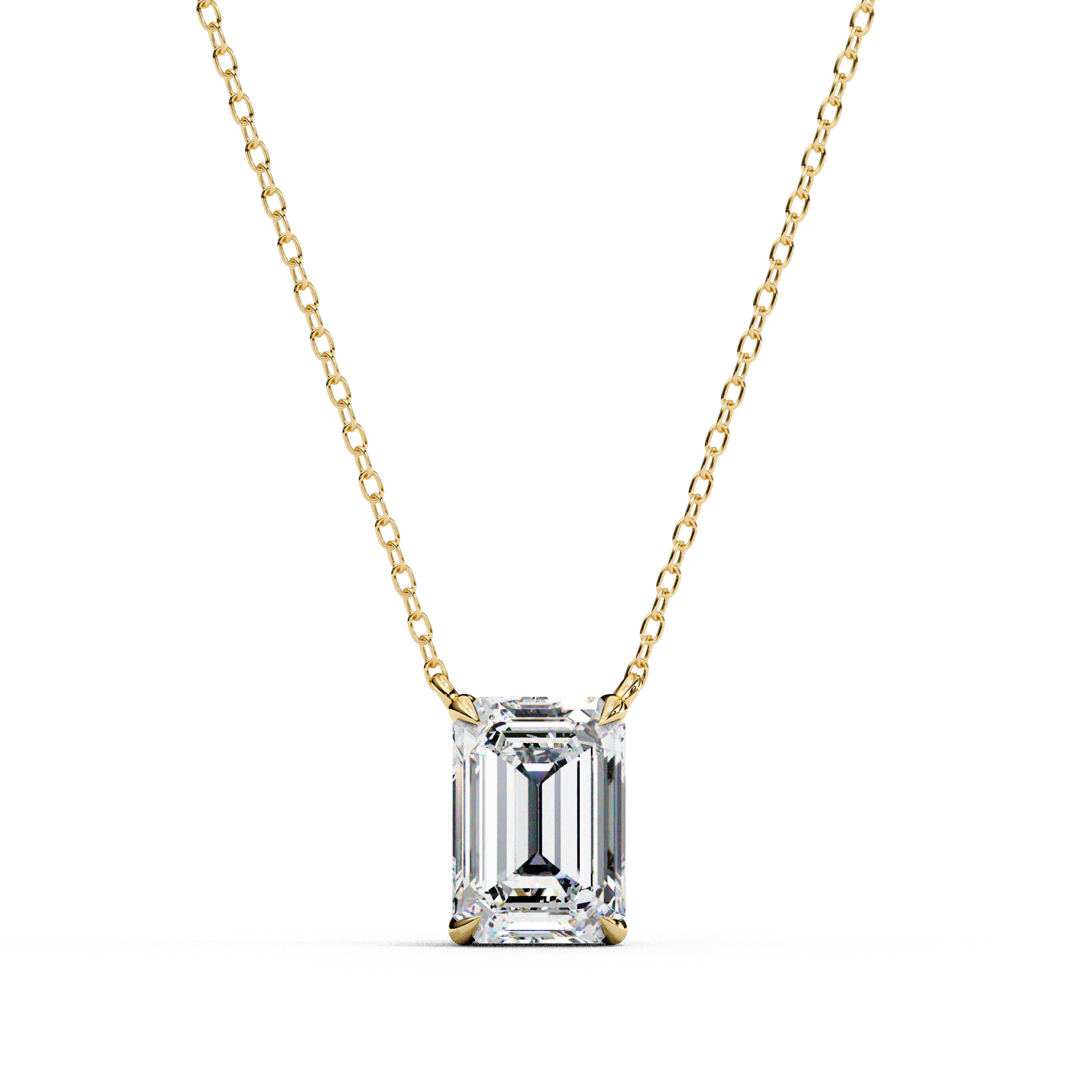 18k Gold plated Emerald Cut Diamond Pendent with chain