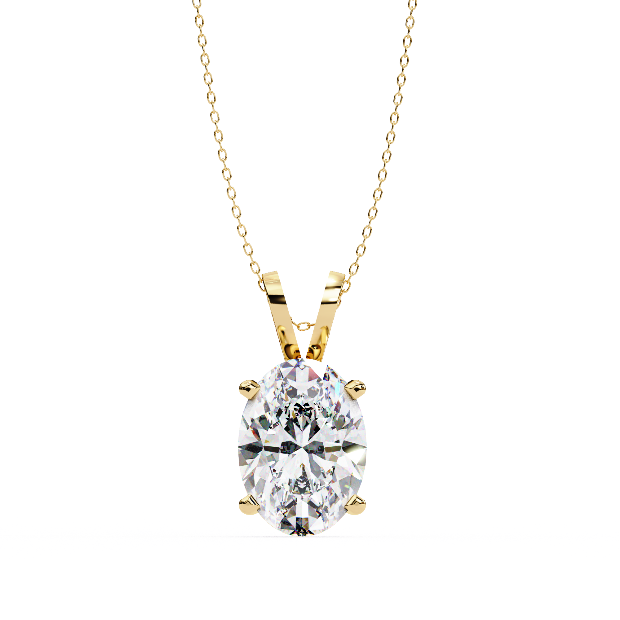 18KT Gold Plated oval solitaire pendant