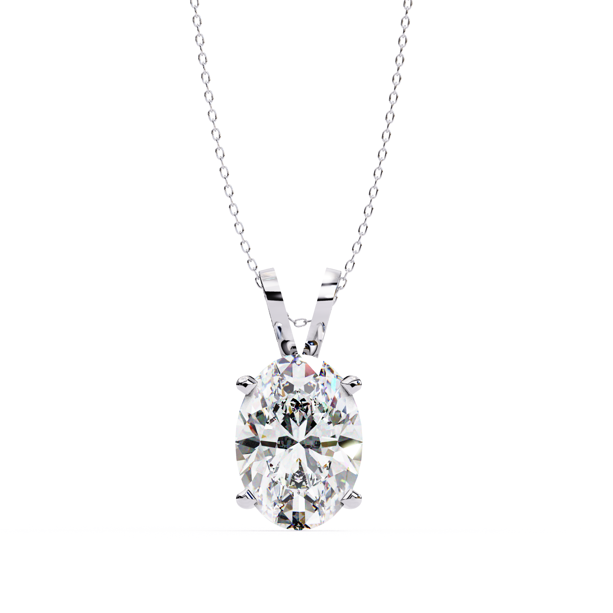 18KT Gold Plated oval solitaire pendant