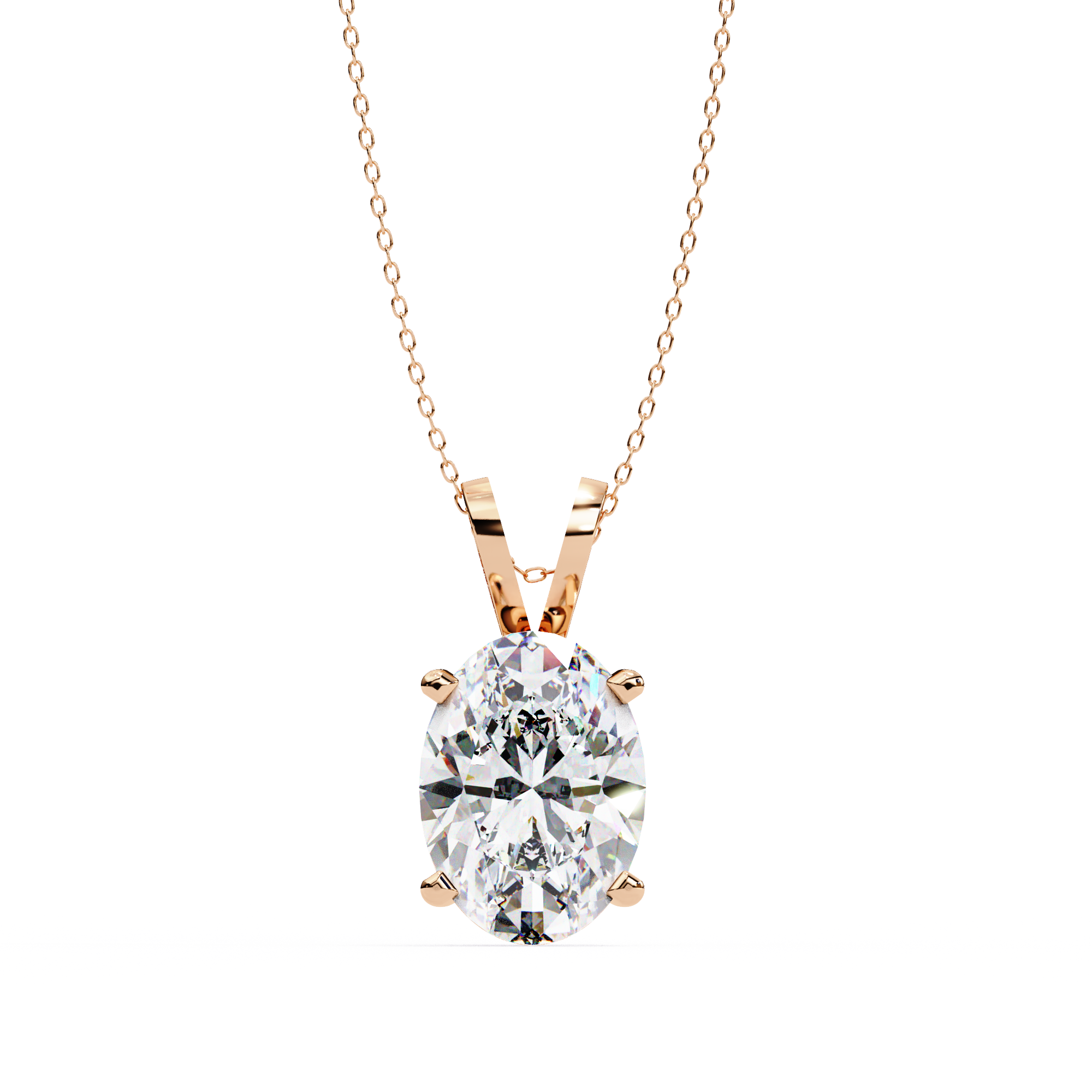 18KT Gold Plated oval solitaire pendant