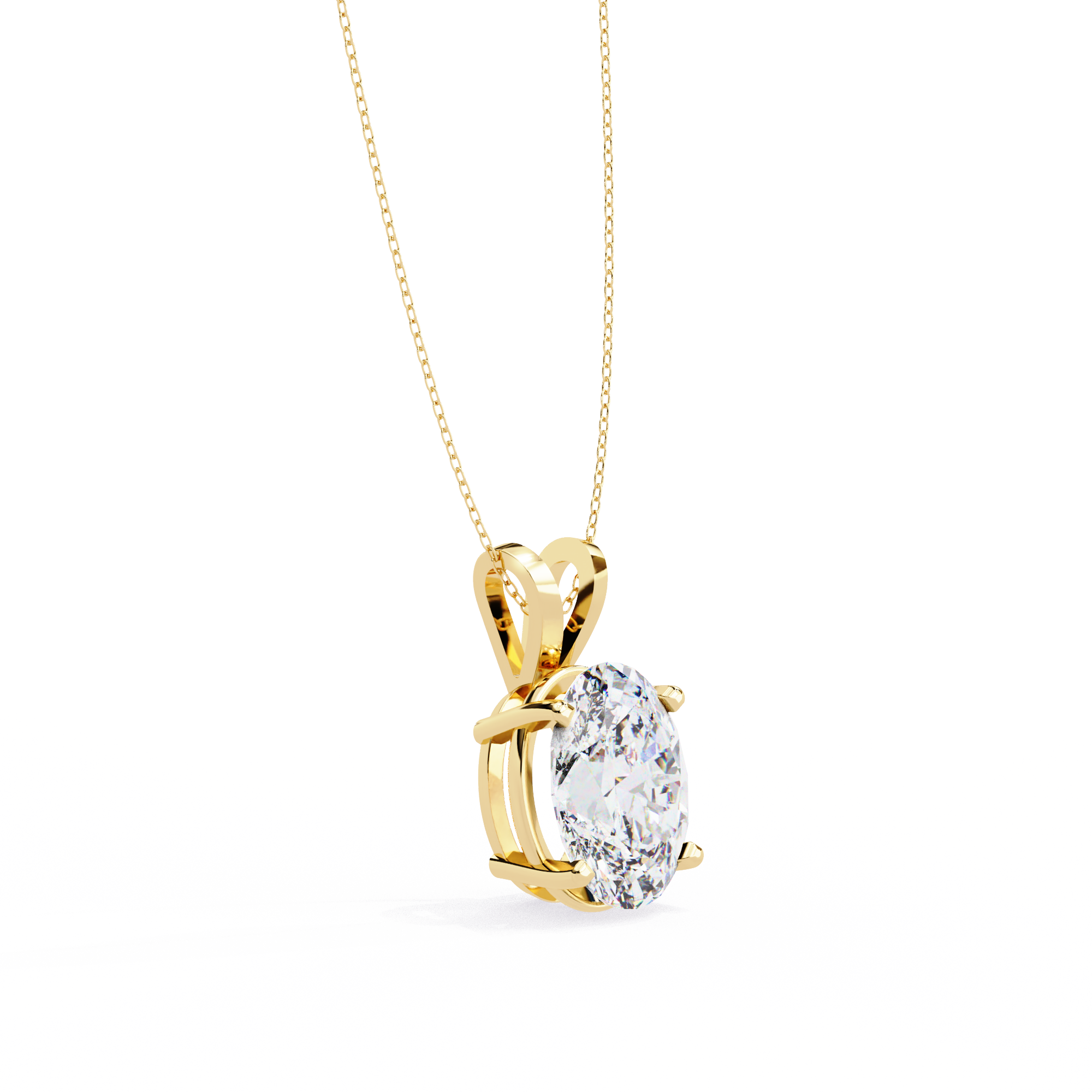 18KT Gold Plated oval solitaire pendant