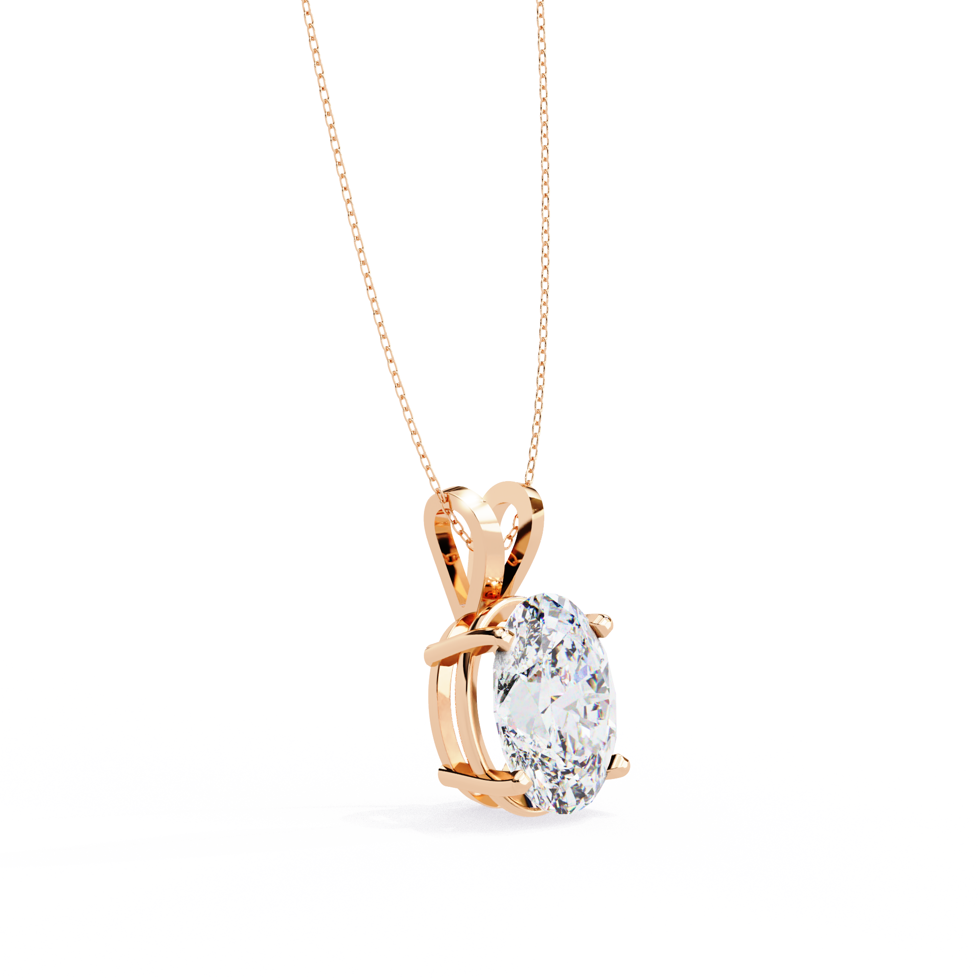 18KT Gold Plated oval solitaire pendant