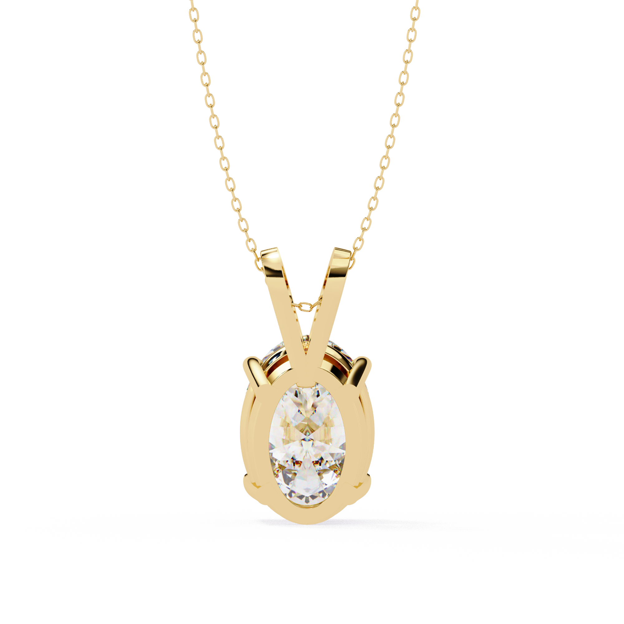 18KT Gold Plated oval solitaire pendant