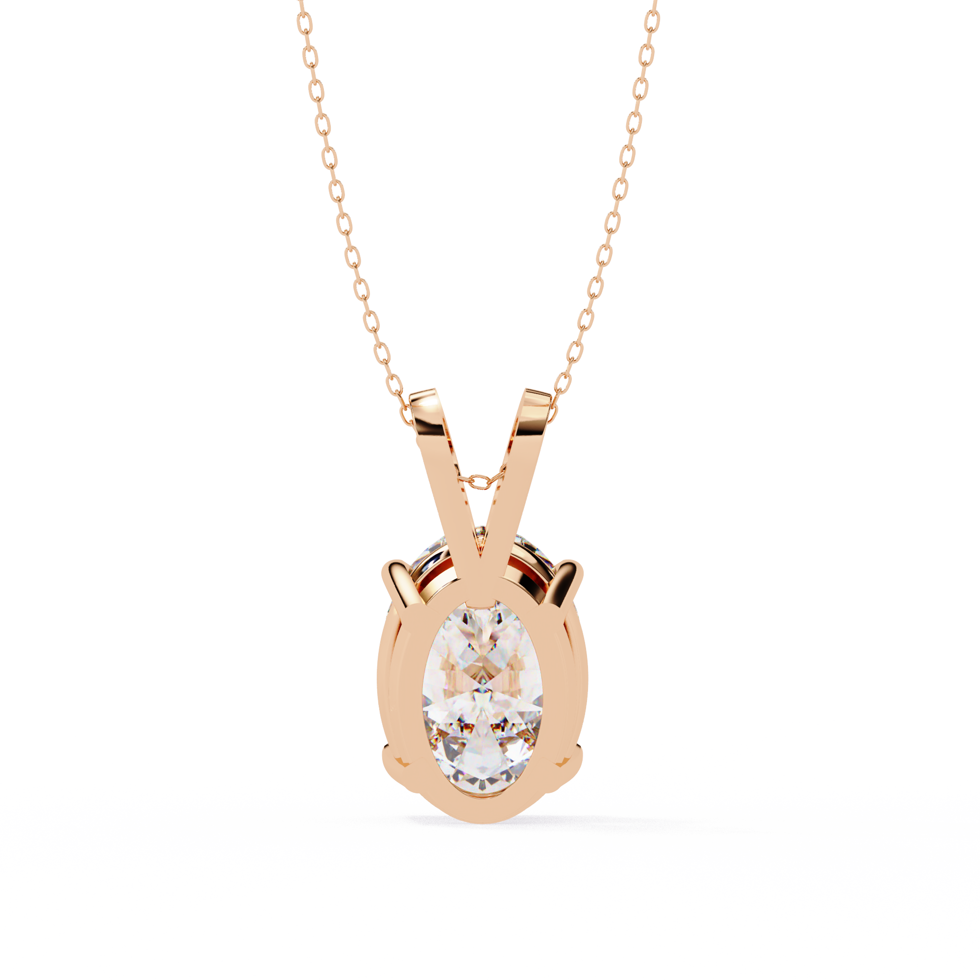 18KT Gold Plated oval solitaire pendant