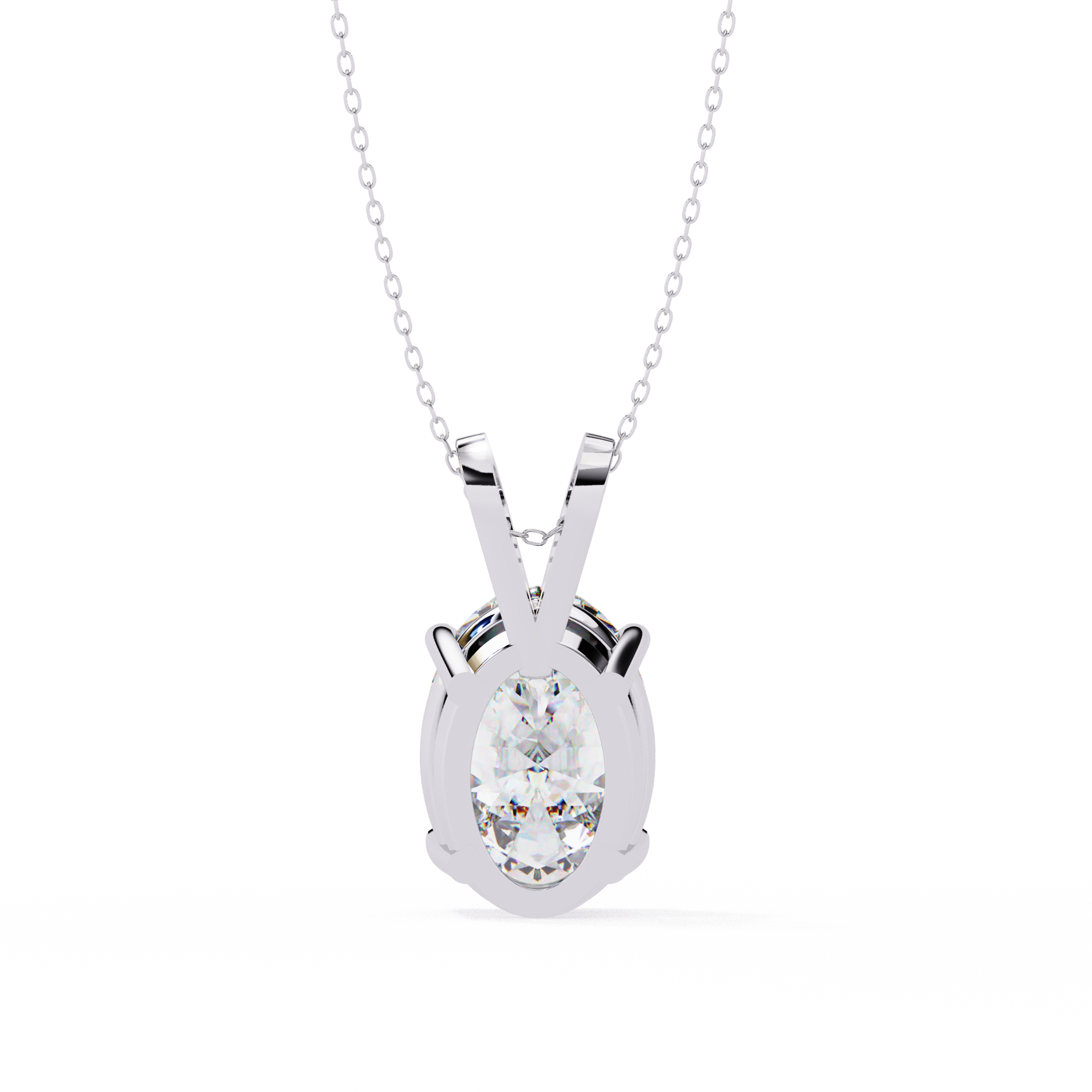 18KT Gold Plated oval solitaire pendant