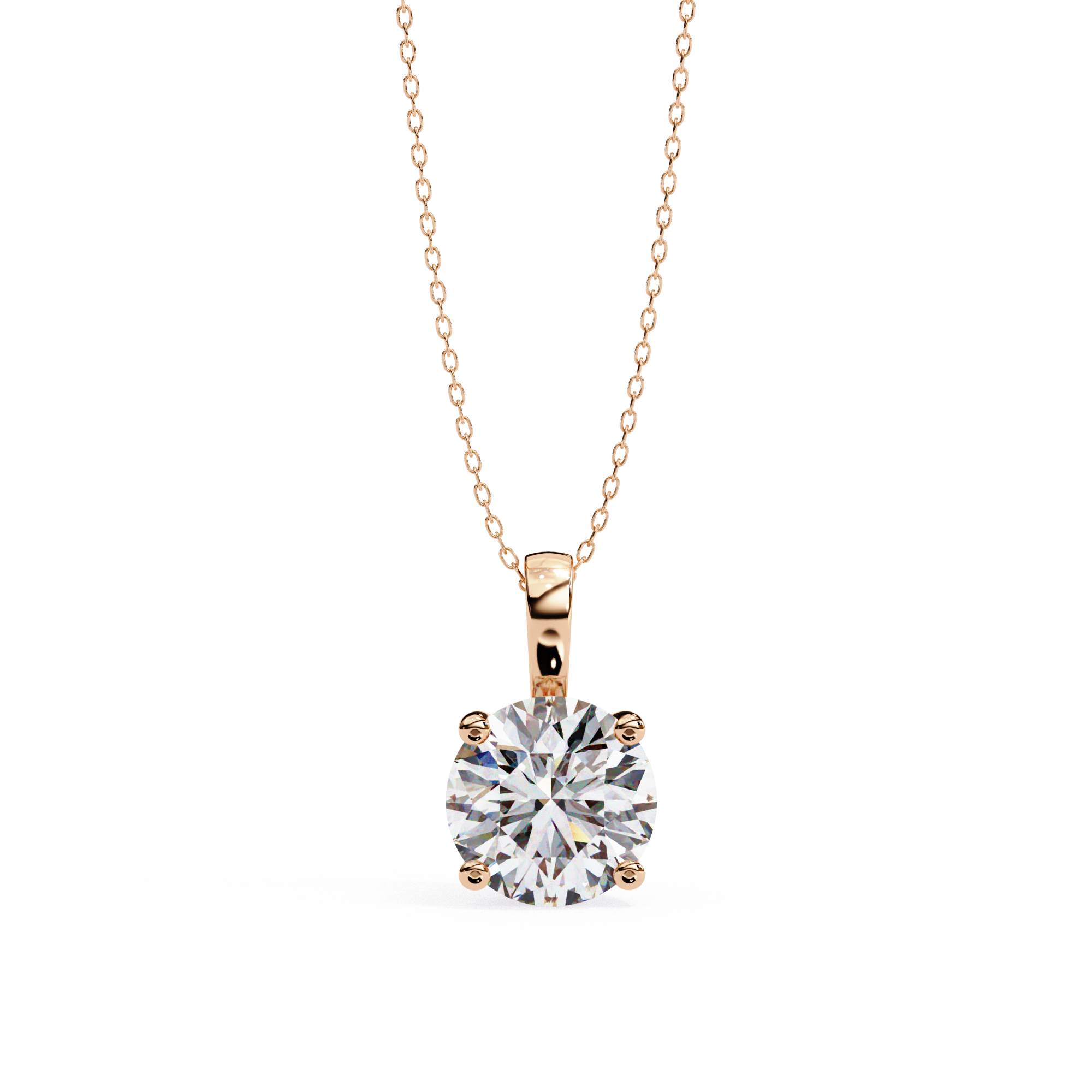 18k yellow gold solitaire diamond pendant featuring 3 carat stone with chain