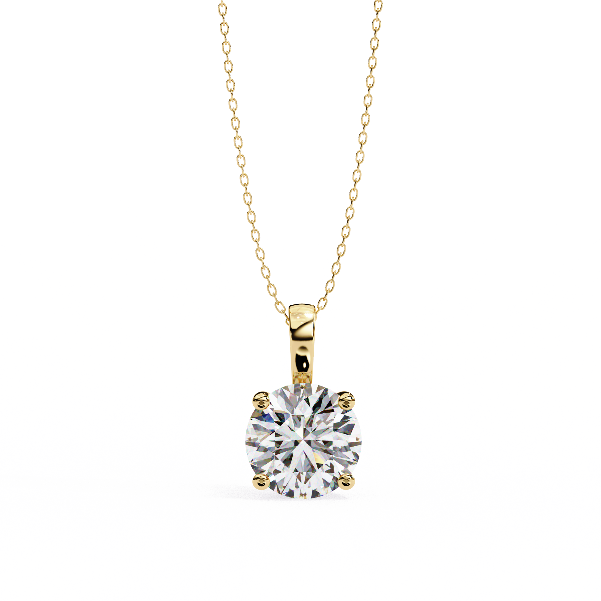18k yellow gold solitaire diamond pendant featuring 3 carat stone with chain