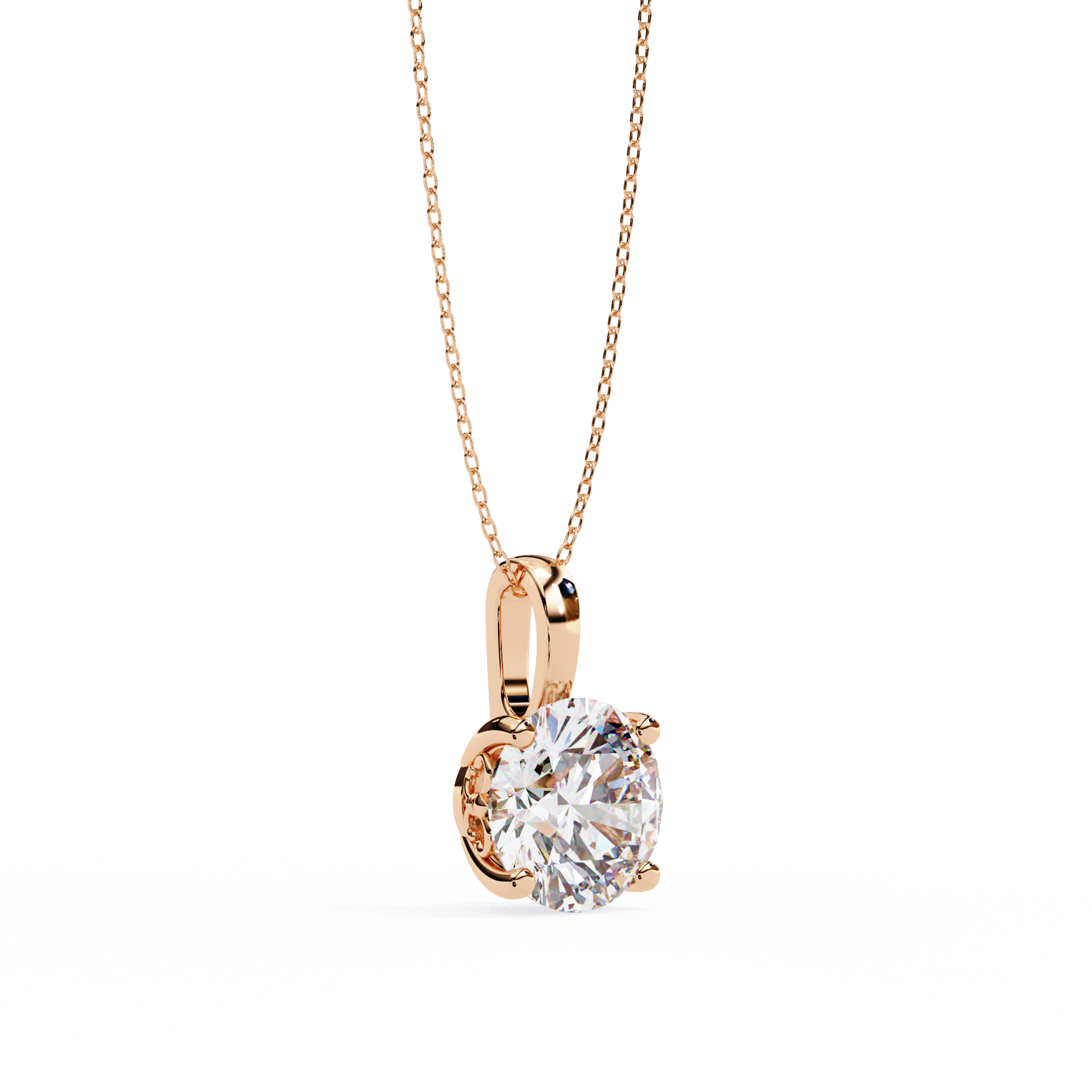 18k yellow gold solitaire diamond pendant featuring 3 carat stone with chain