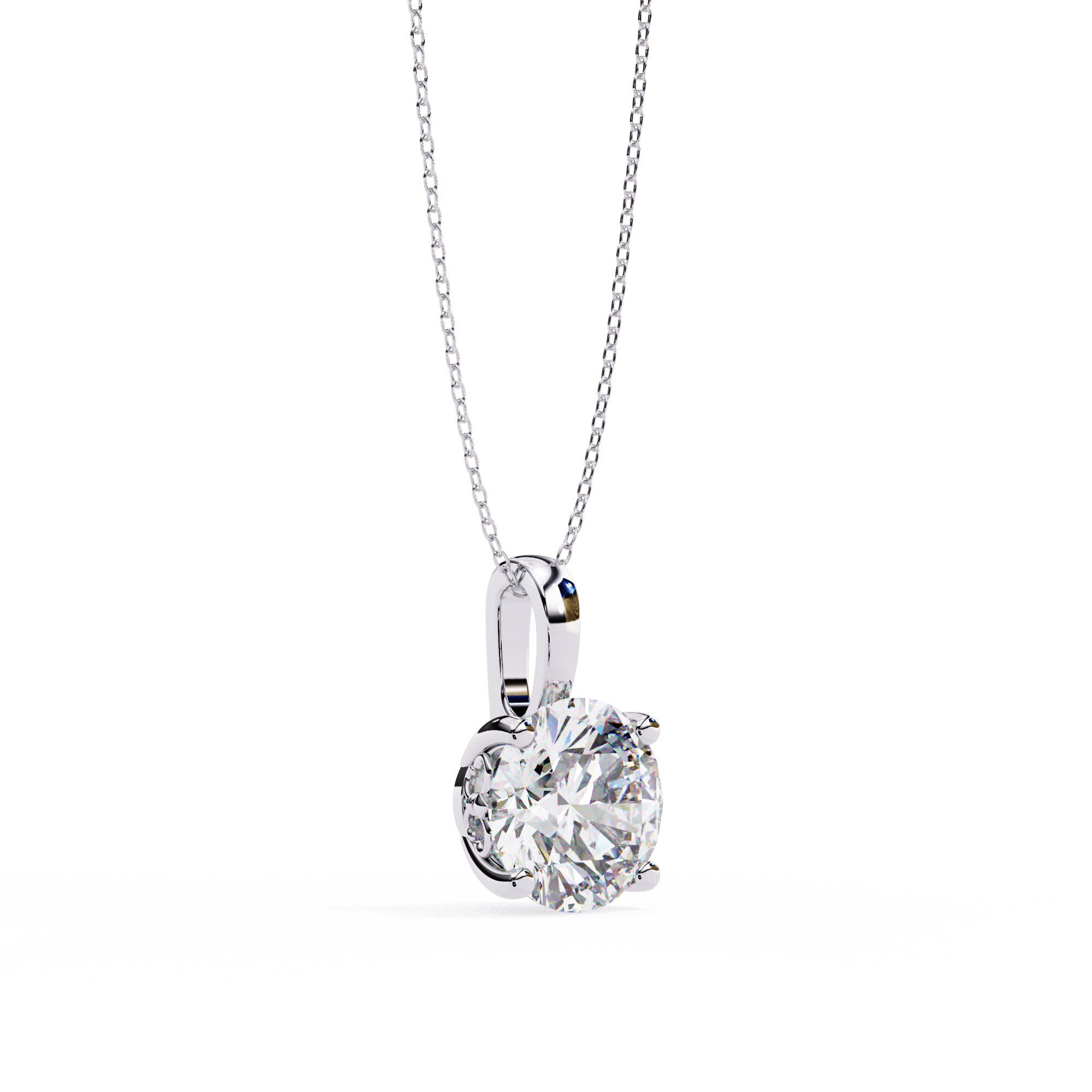 18k yellow gold solitaire diamond pendant featuring 3 carat stone with chain