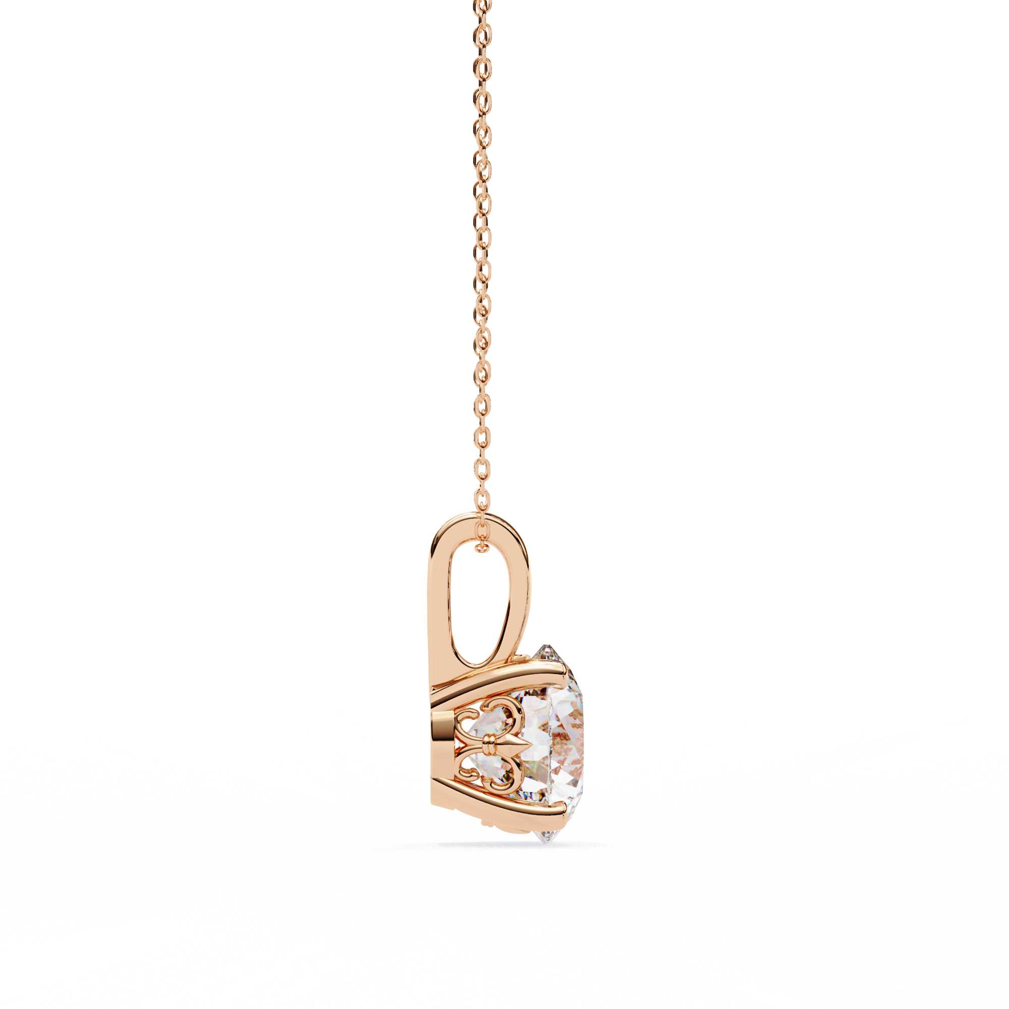 18k yellow gold solitaire diamond pendant featuring 3 carat stone with chain