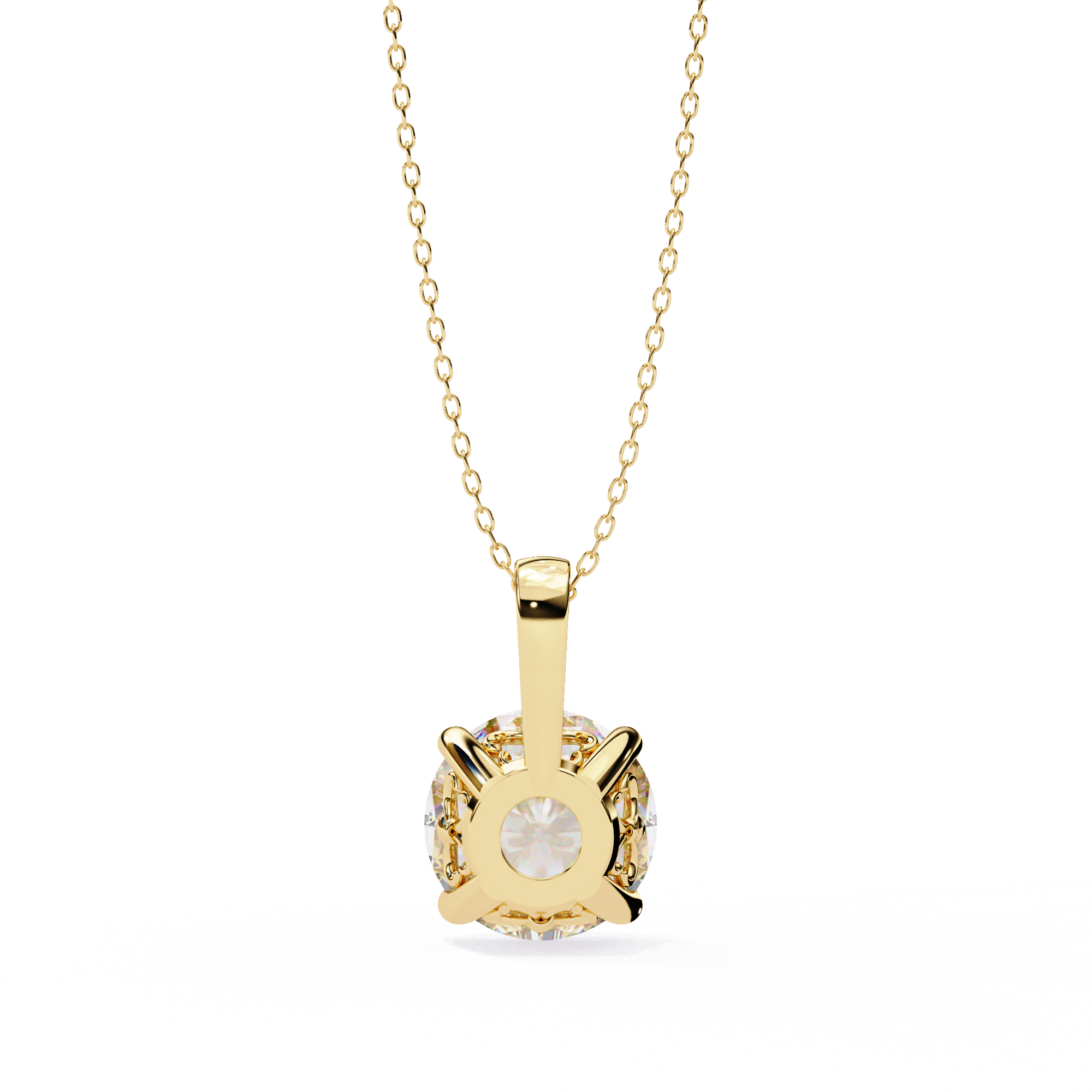 18k yellow gold solitaire diamond pendant featuring 3 carat stone with chain