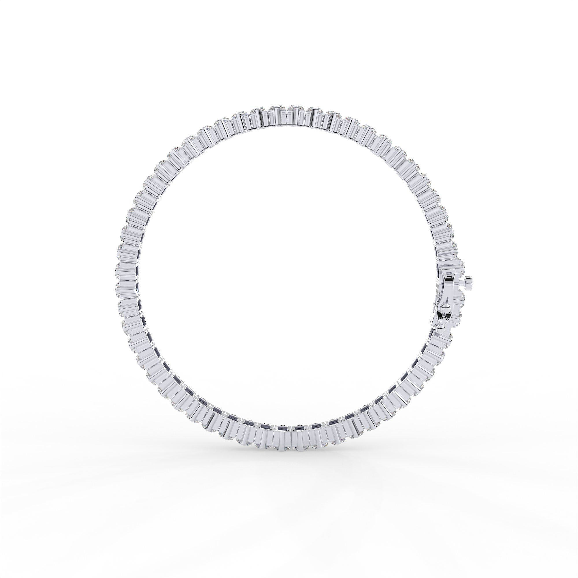 18KT Gold plated tennis bracelet features baguette cut stones