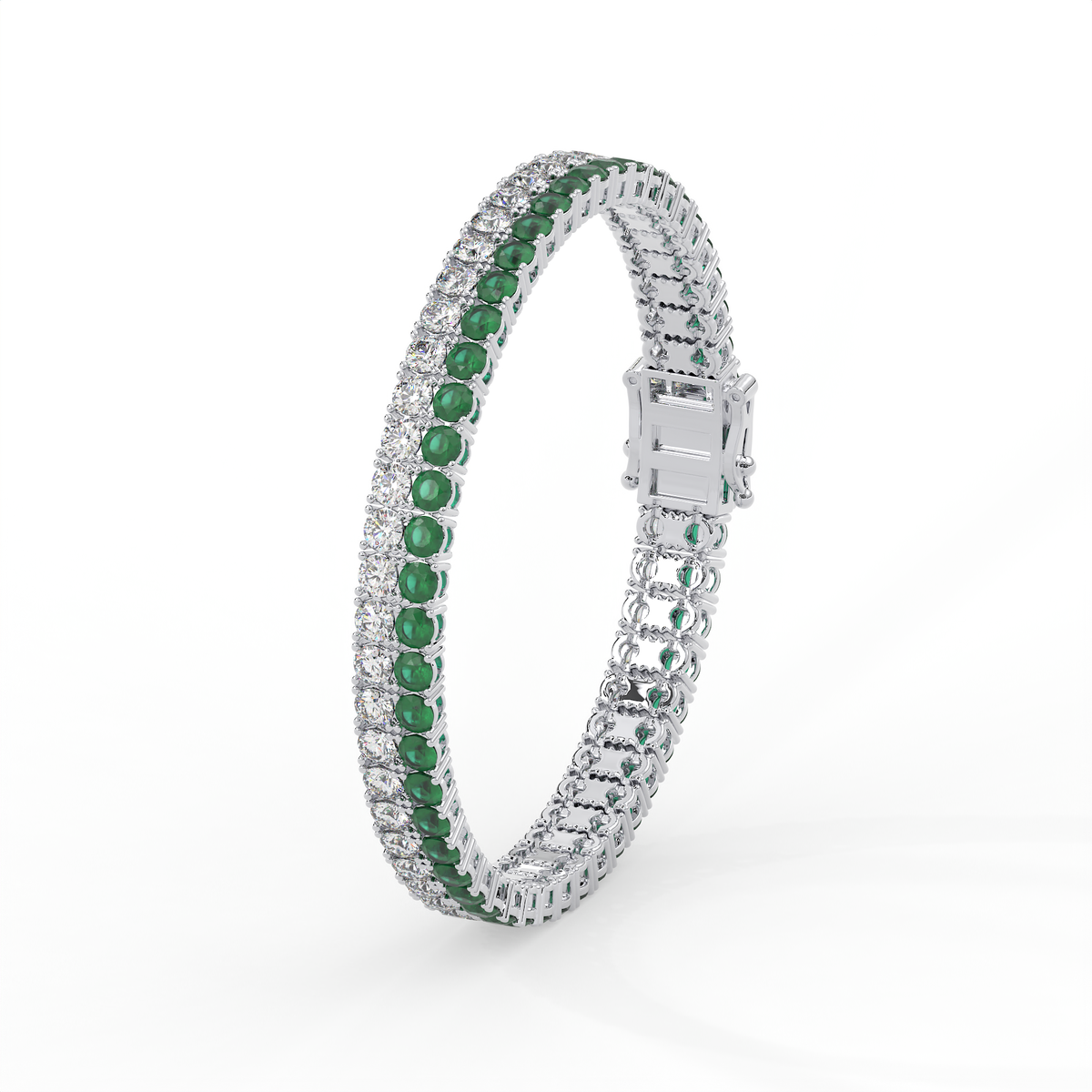 18KT Vermeil Gold Plated Green & White Eternity Duo Moissanite Tennis Bracelet